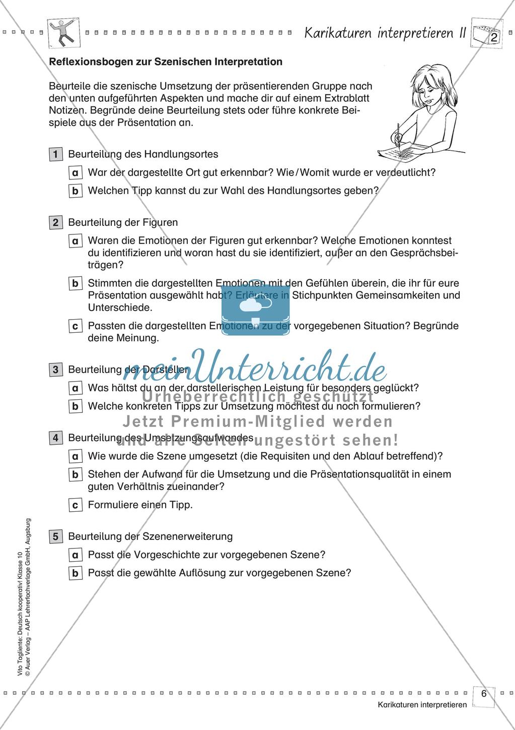 Deutsch kooperativ Karikaturen interpretieren Schreibgespräch szenische Darstellungsform Preview 8