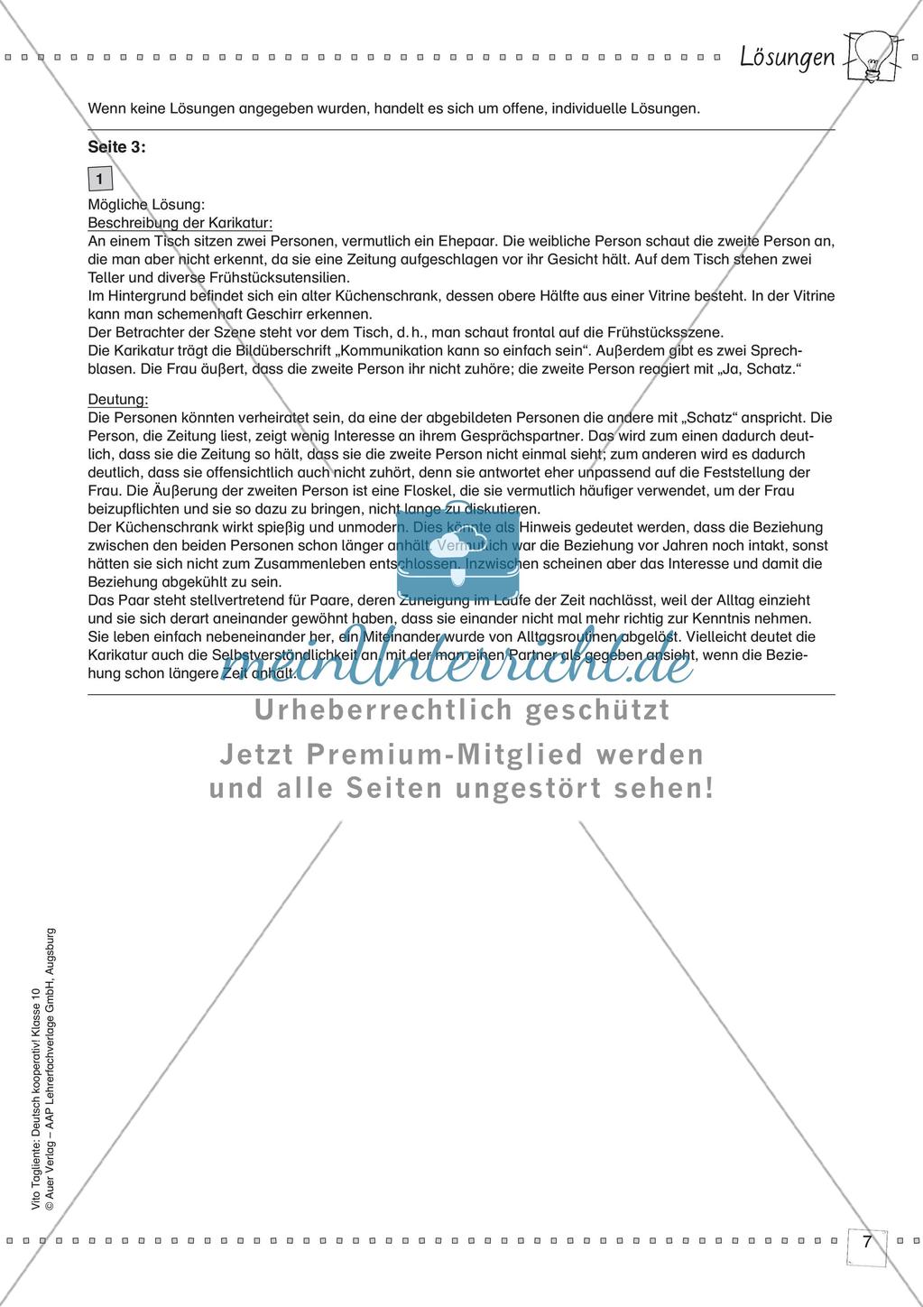 Deutsch kooperativ Karikaturen interpretieren Schreibgespräch szenische Darstellungsform Preview 9