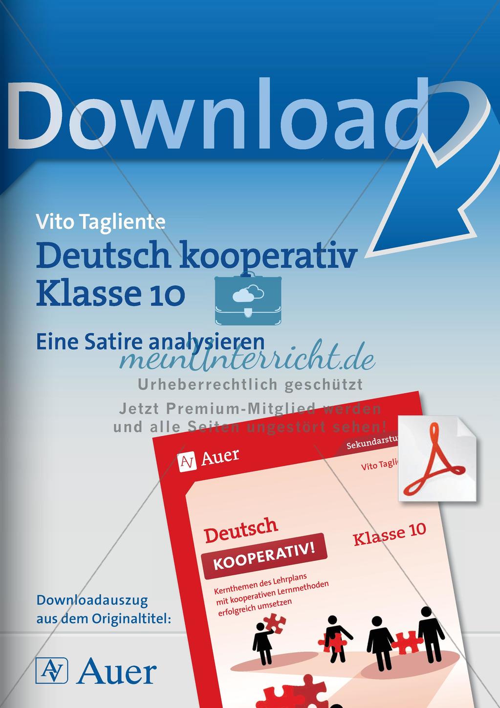 Deutsch kooperativ eine Satire analysieren think-pair-share Preview 1