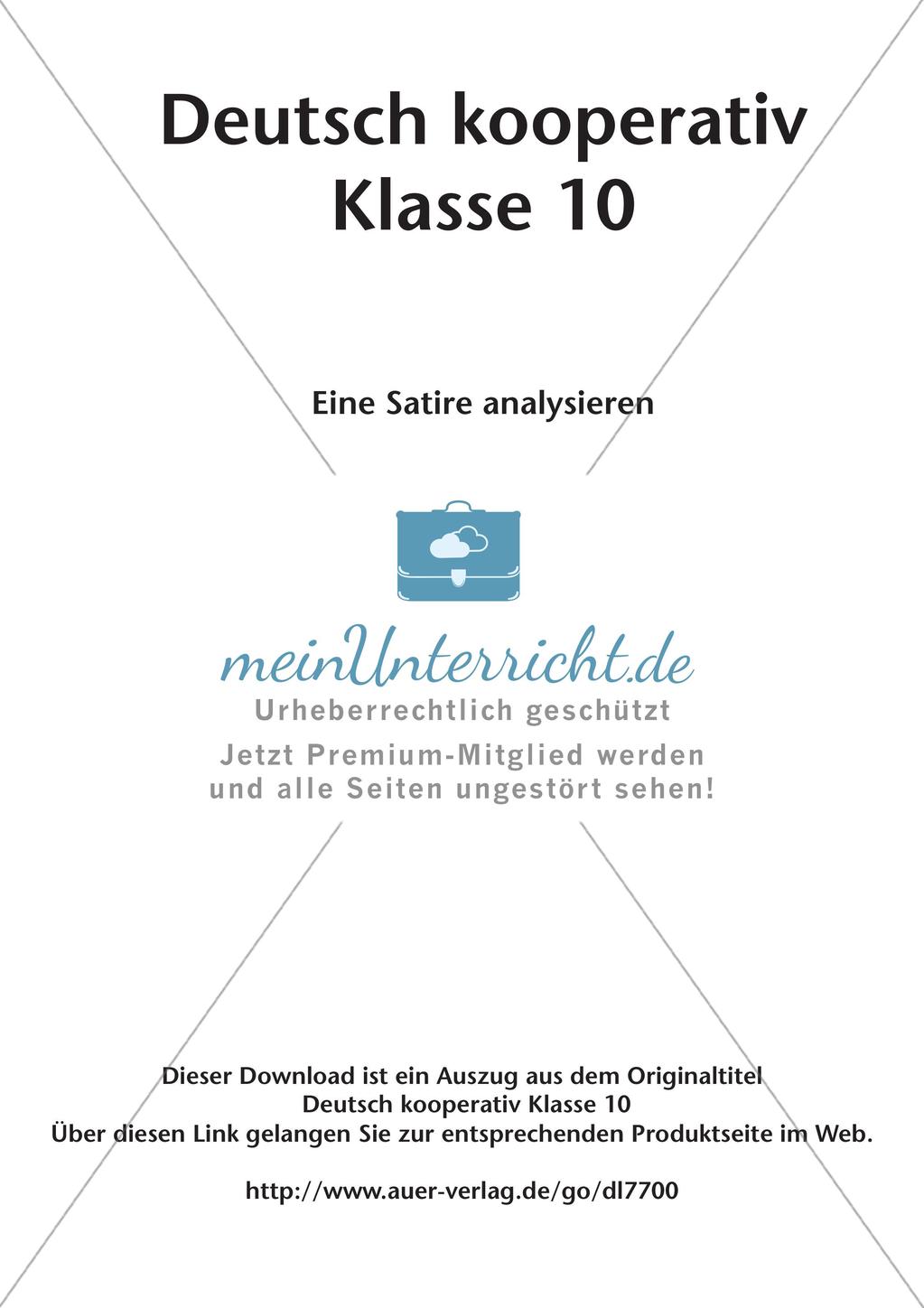 Deutsch kooperativ eine Satire analysieren think-pair-share Preview 2