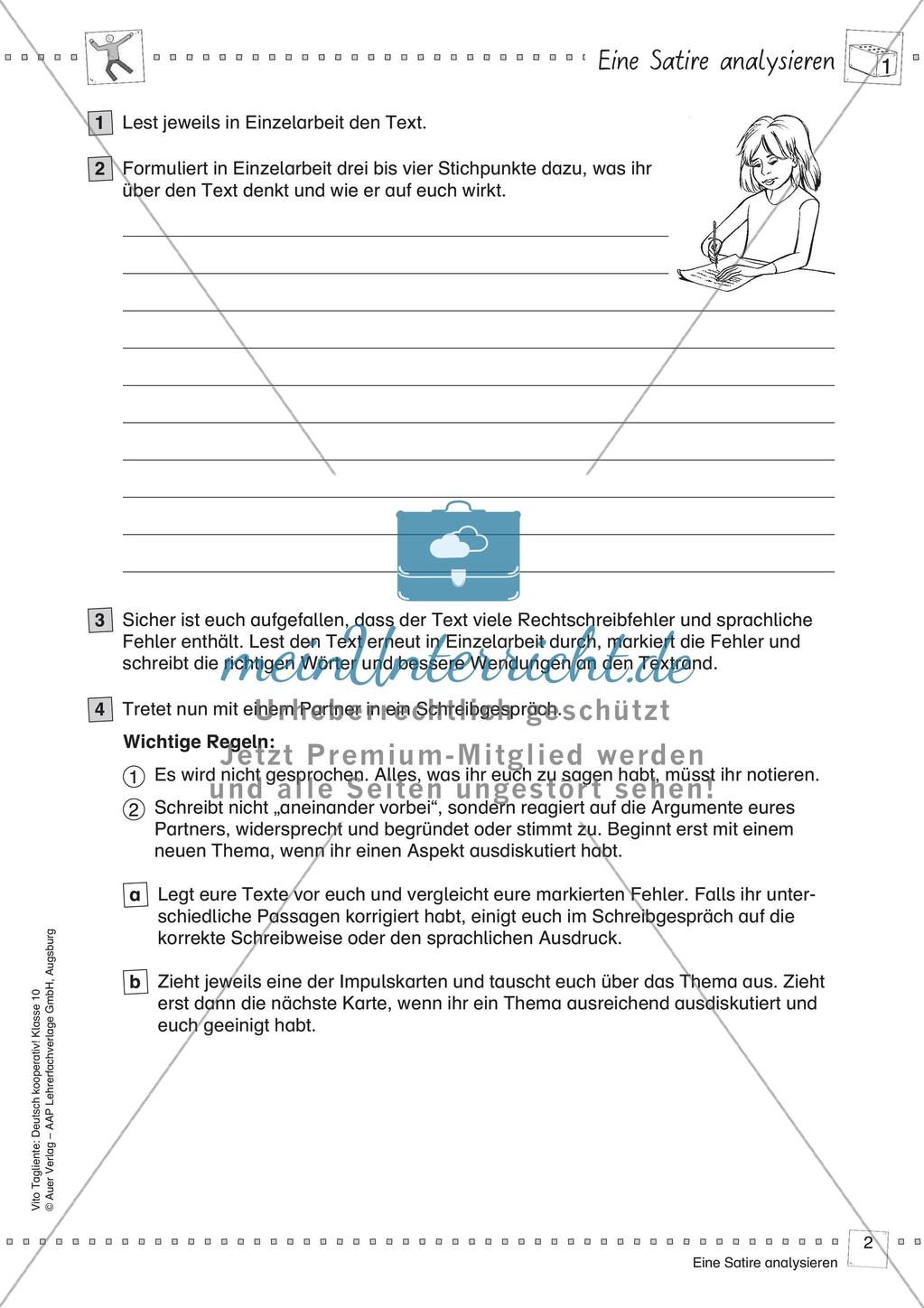 Deutsch kooperativ eine Satire analysieren think-pair-share Preview 4