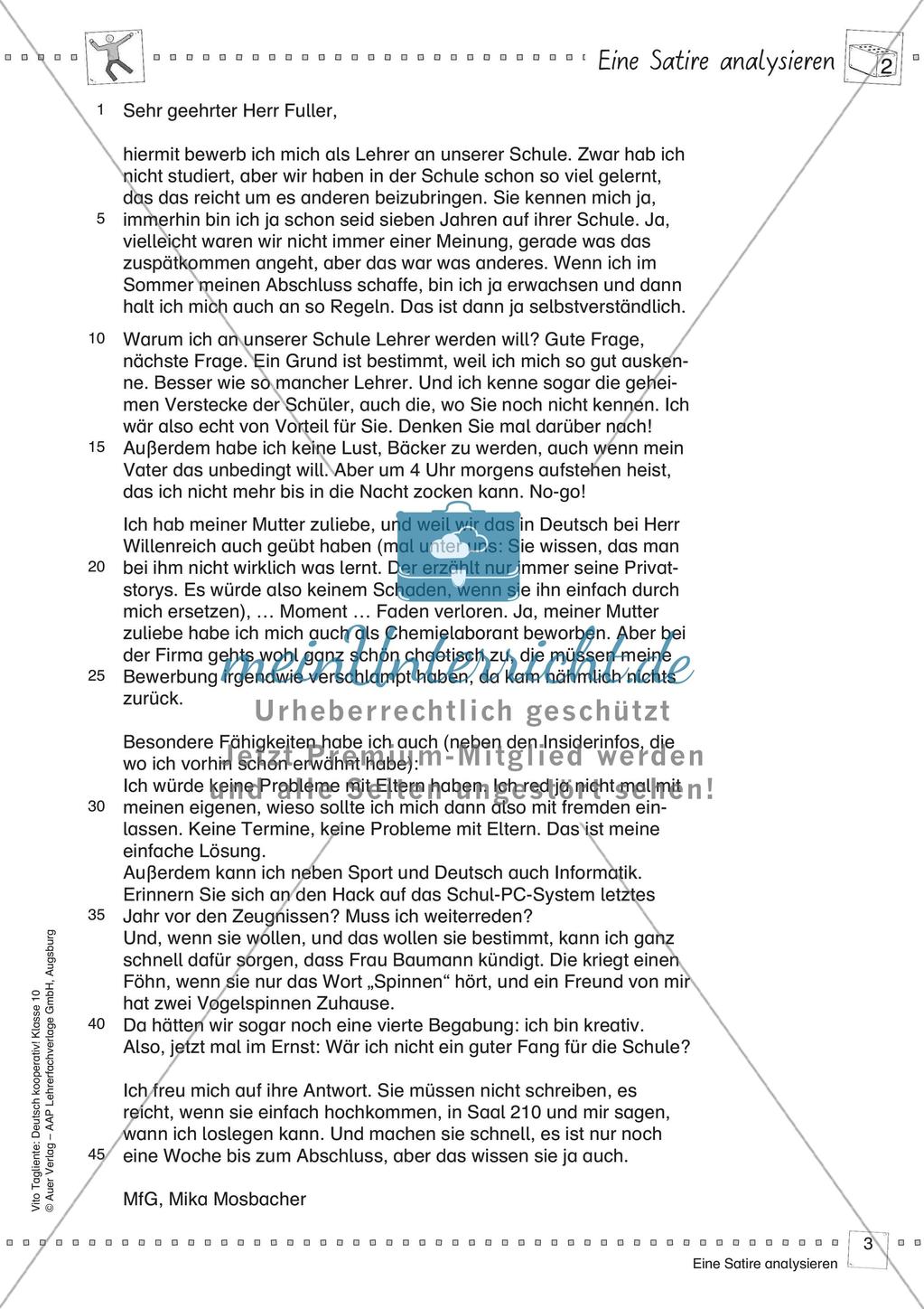 Deutsch kooperativ eine Satire analysieren think-pair-share Preview 5