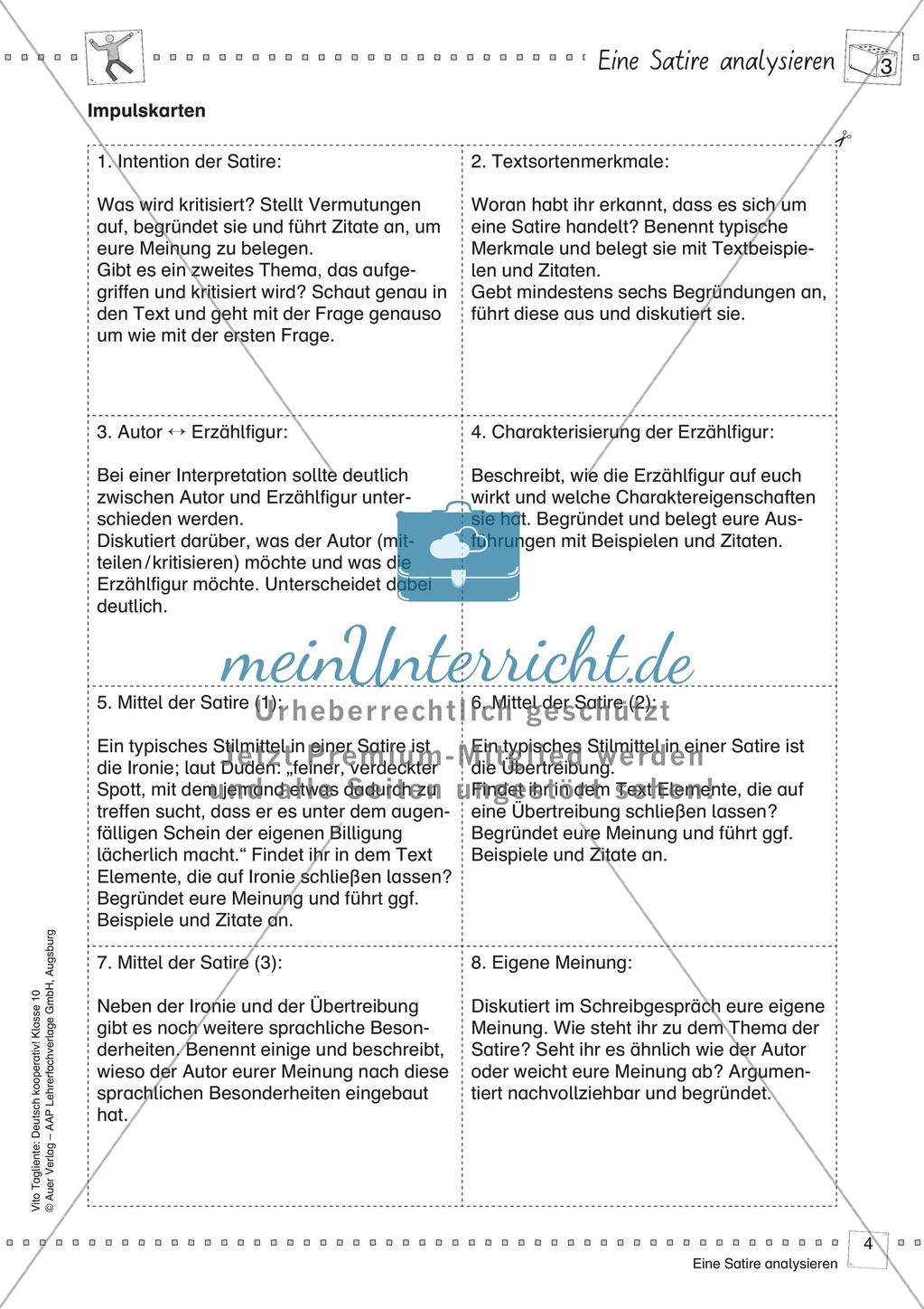 Deutsch kooperativ eine Satire analysieren think-pair-share Preview 6