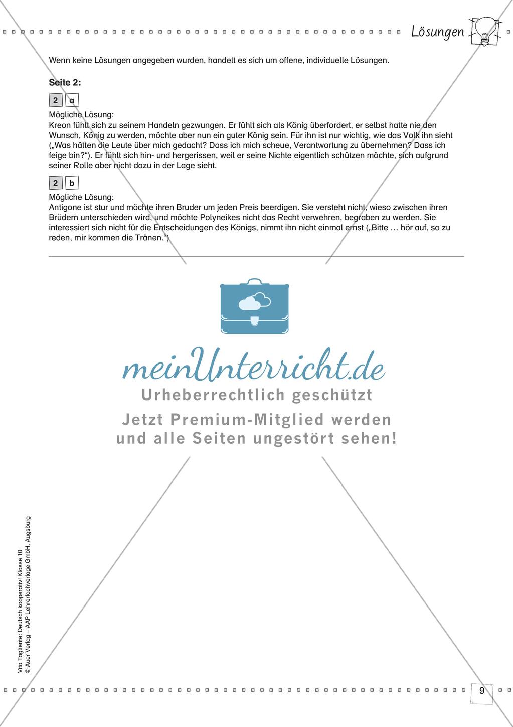 Szenische Interpretation Handlungsmotive in literarischen Texten Ausschnitt aus einem antiken Drama (Antigone) Preview 11
