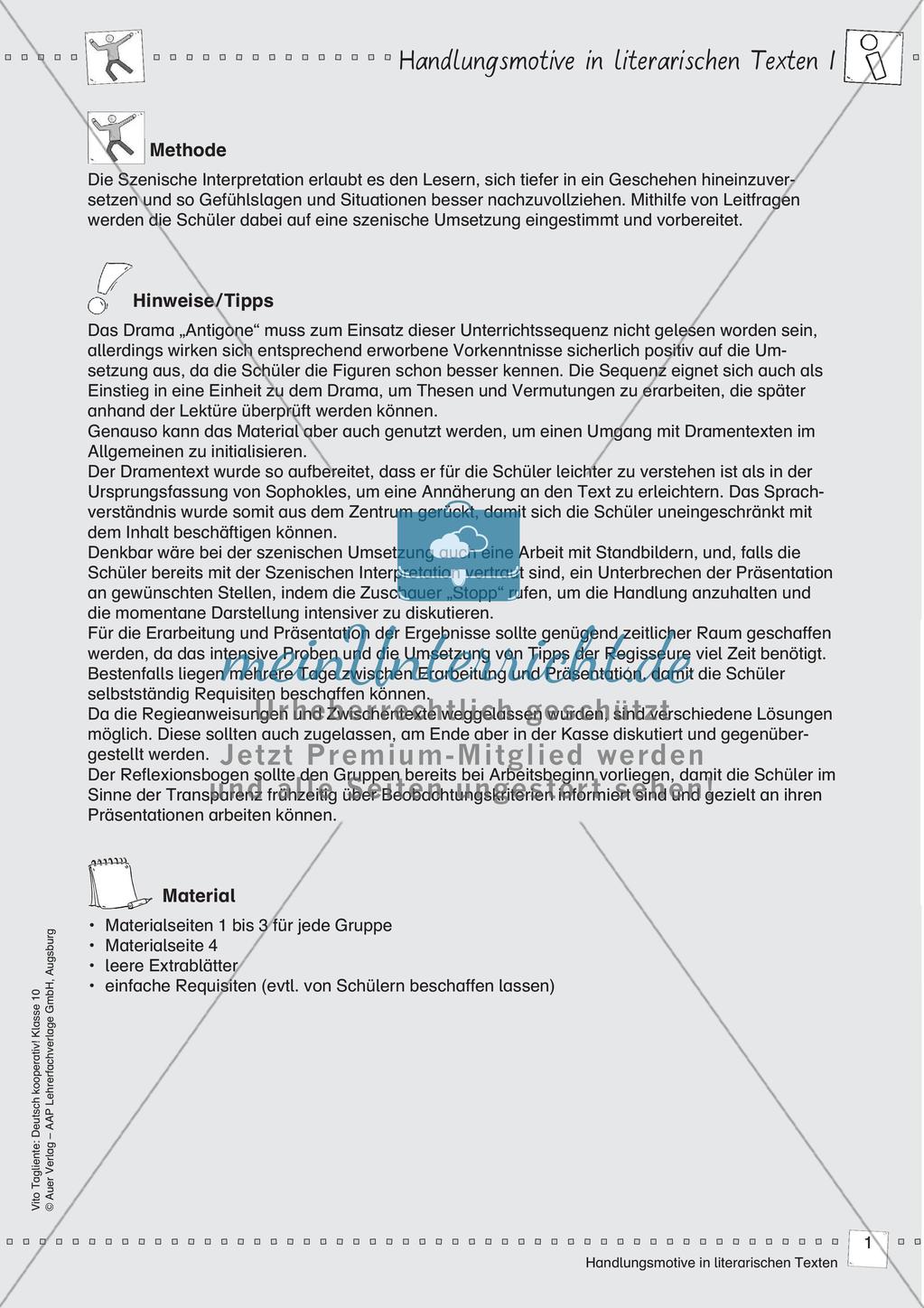 Szenische Interpretation Handlungsmotive in literarischen Texten Ausschnitt aus einem antiken Drama (Antigone) Preview 3