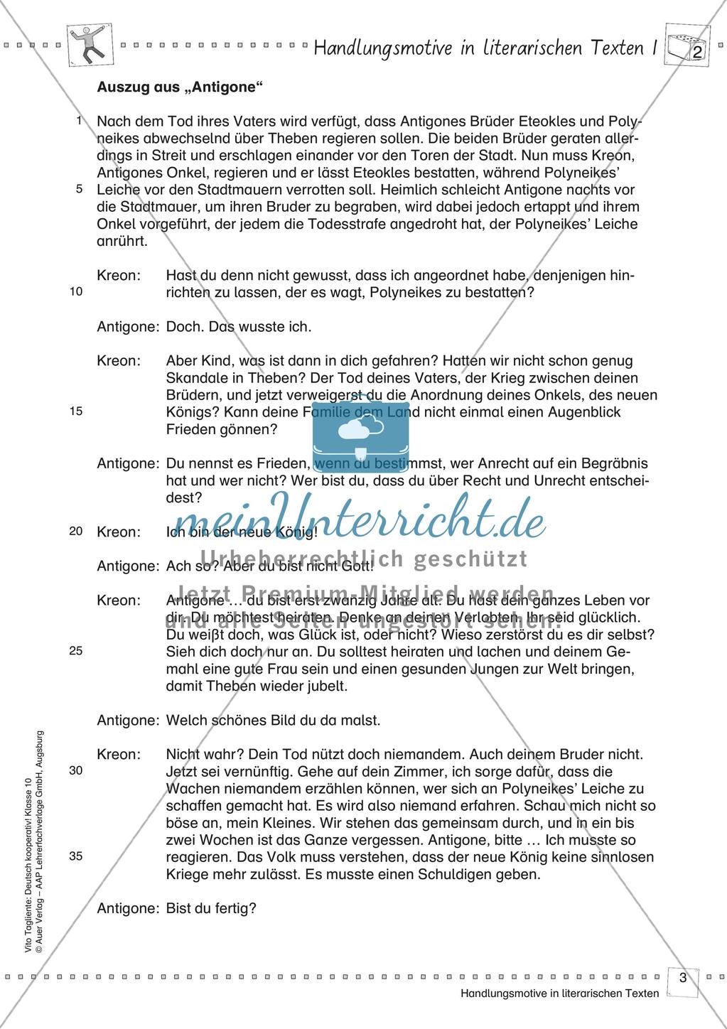 Szenische Interpretation Handlungsmotive in literarischen Texten Ausschnitt aus einem antiken Drama (Antigone) Preview 5