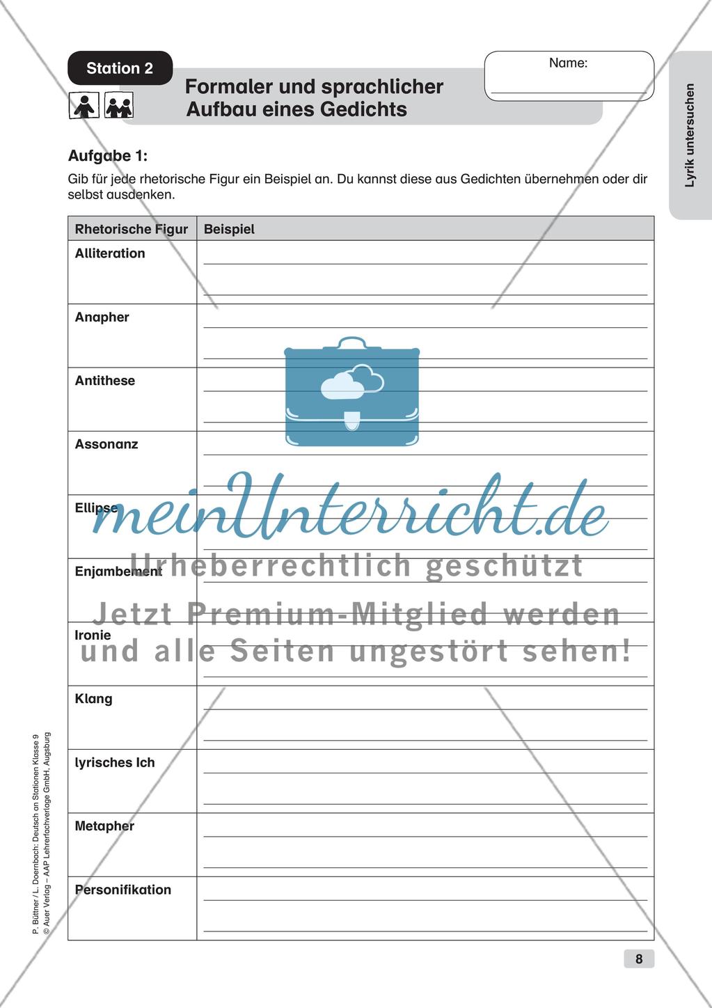 Untersuchung von Lyrik Preview 10