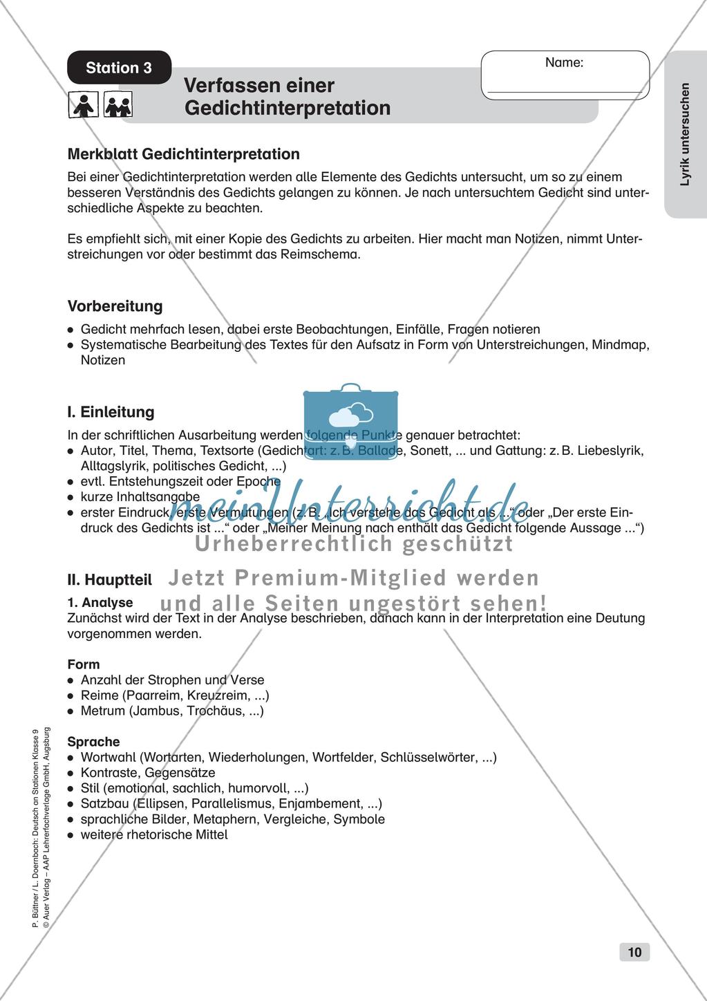 Untersuchung von Lyrik Preview 12