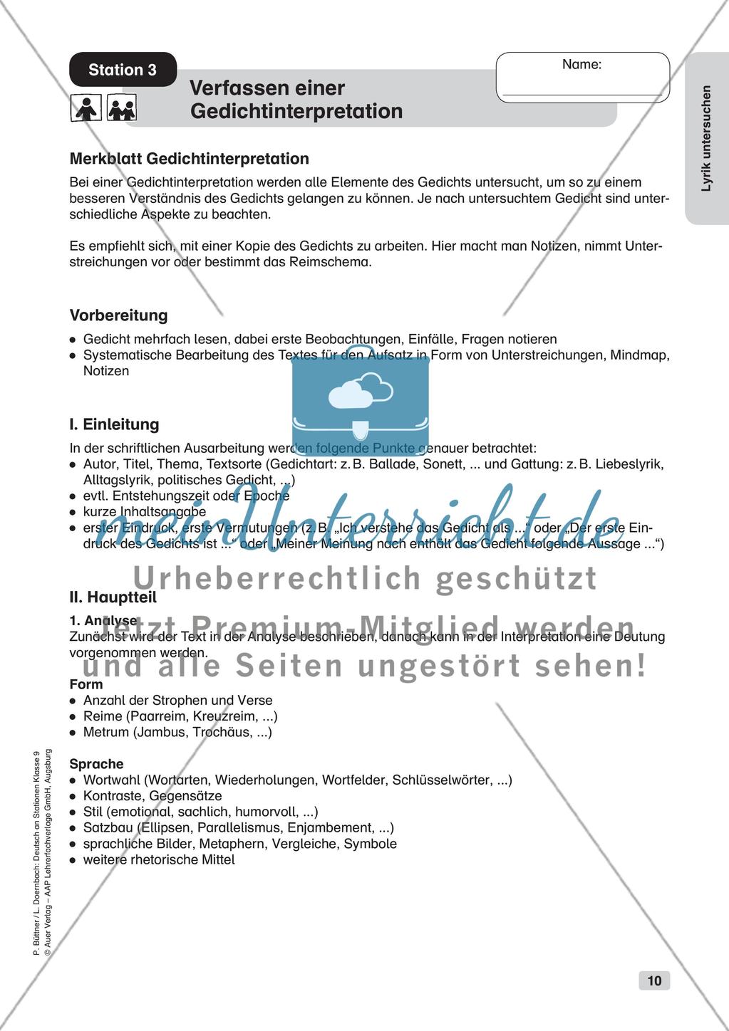 Untersuchung von Lyrik Preview 12