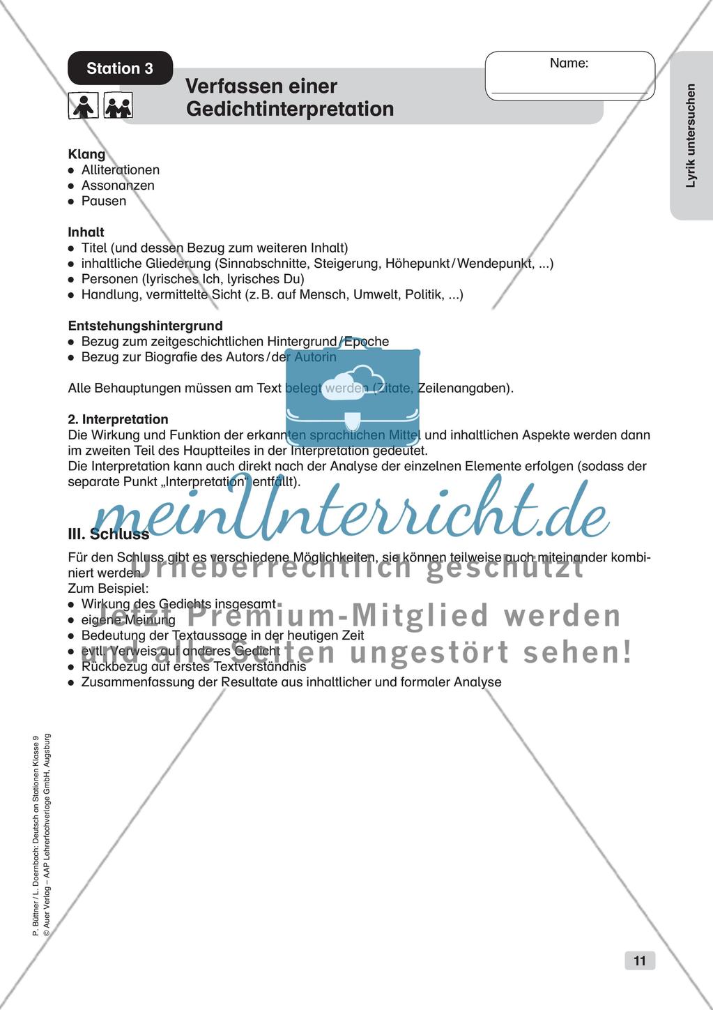 Untersuchung von Lyrik Preview 13