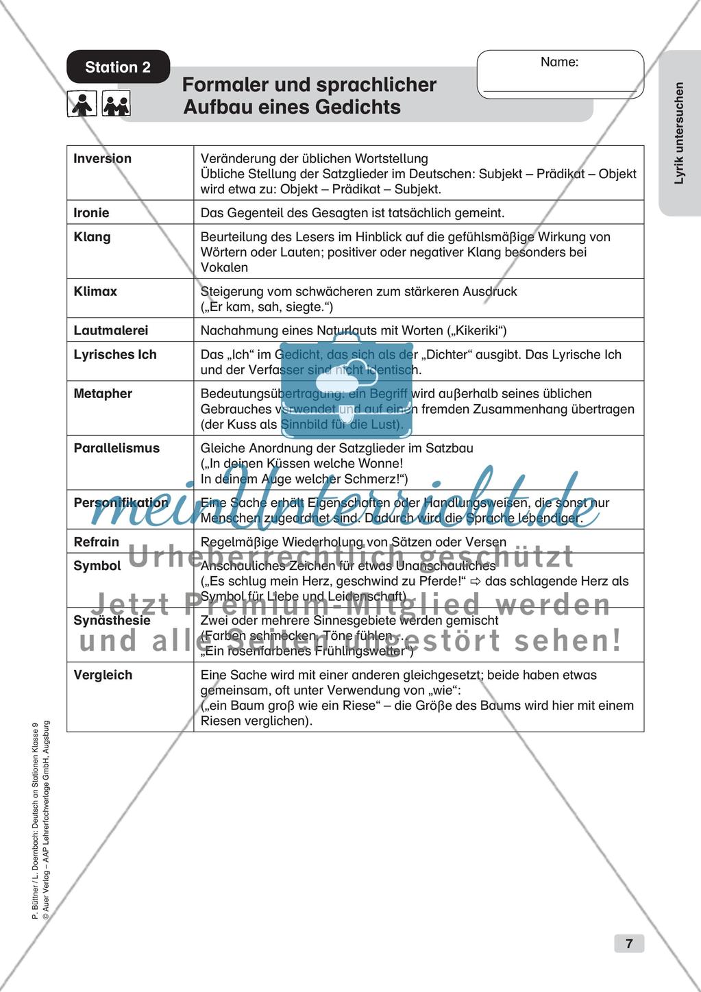 Untersuchung von Lyrik Preview 9