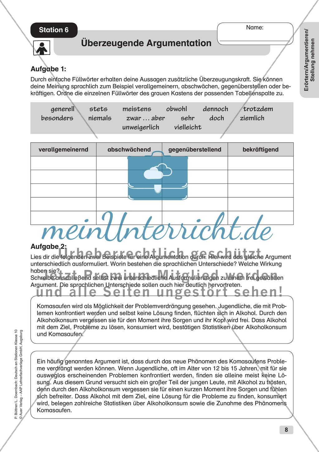 Erörterung, Argumentation und Stellungnahme Preview 10