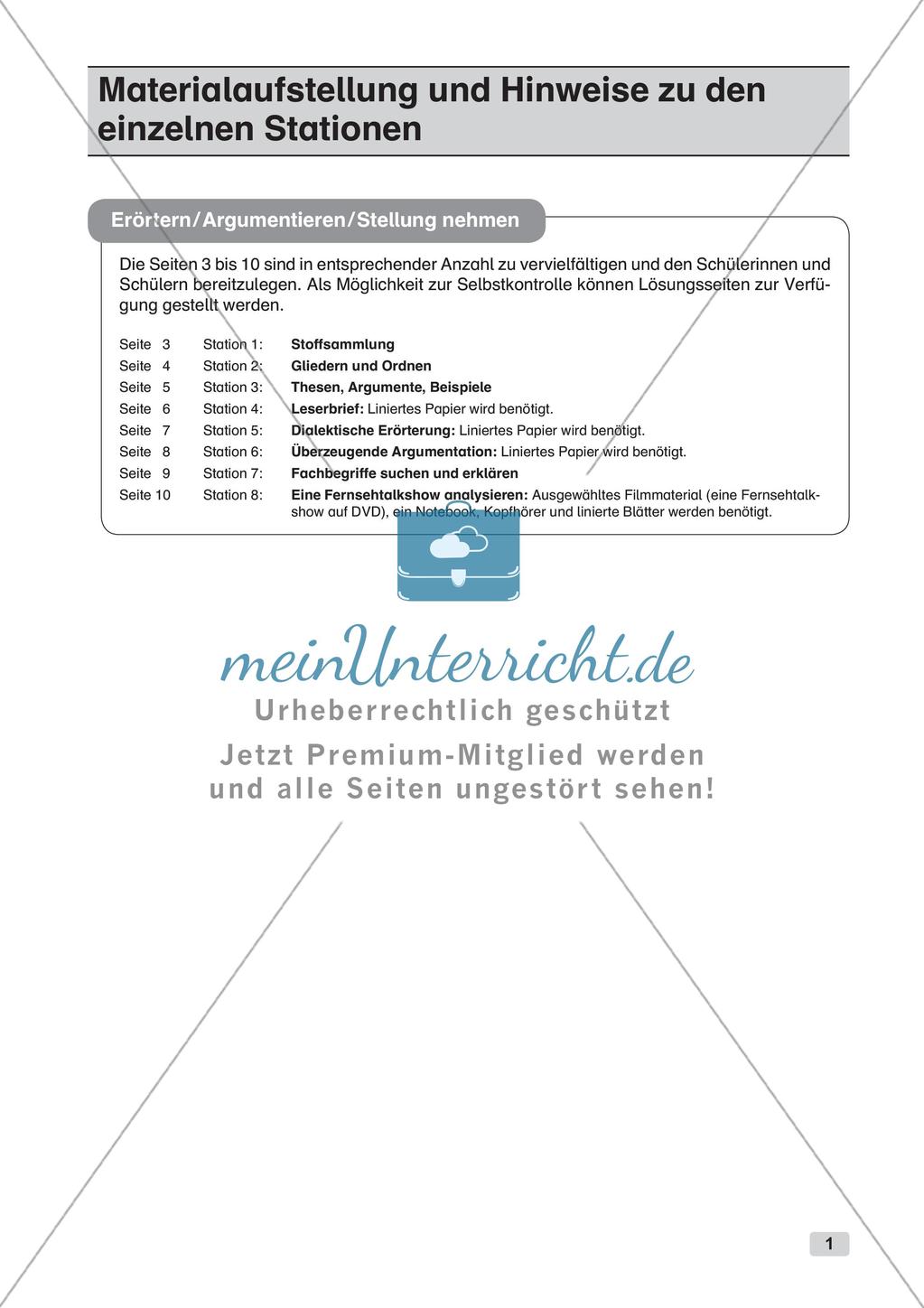 Erörterung, Argumentation und Stellungnahme Preview 3