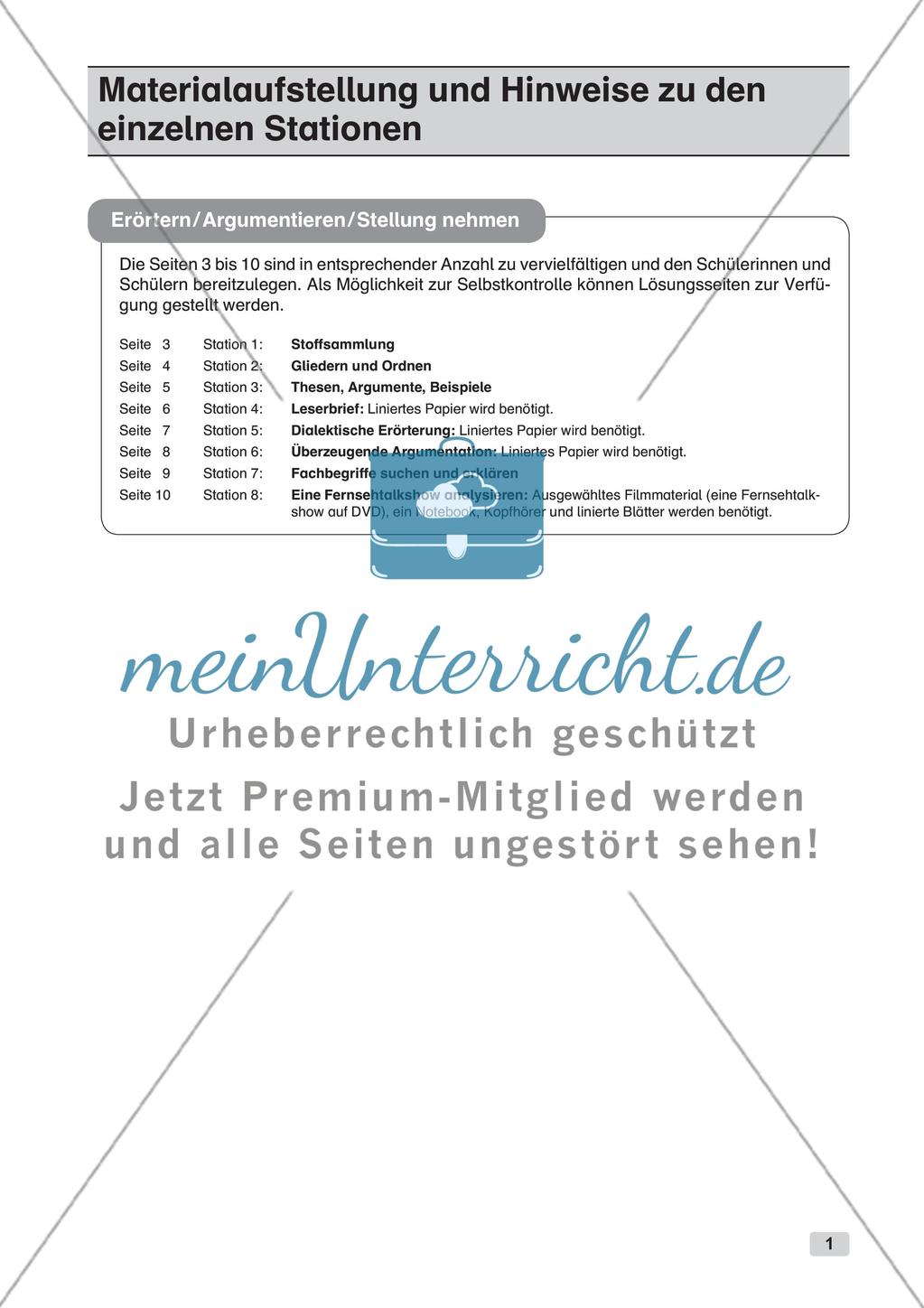 Erörterung, Argumentation und Stellungnahme Preview 3