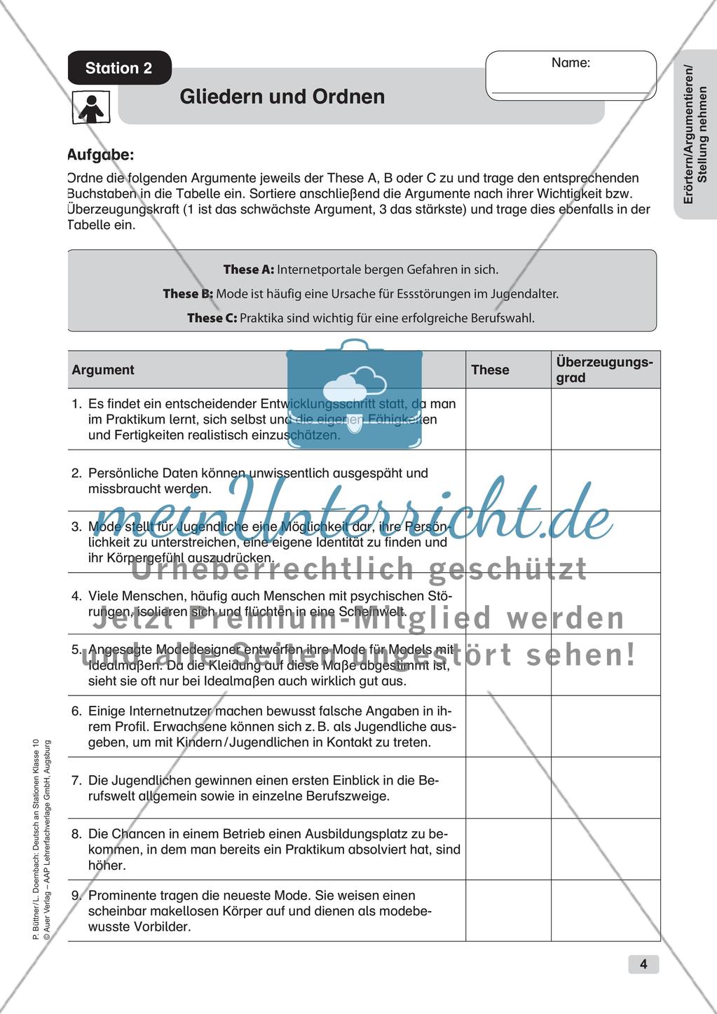Erörterung, Argumentation und Stellungnahme Preview 6