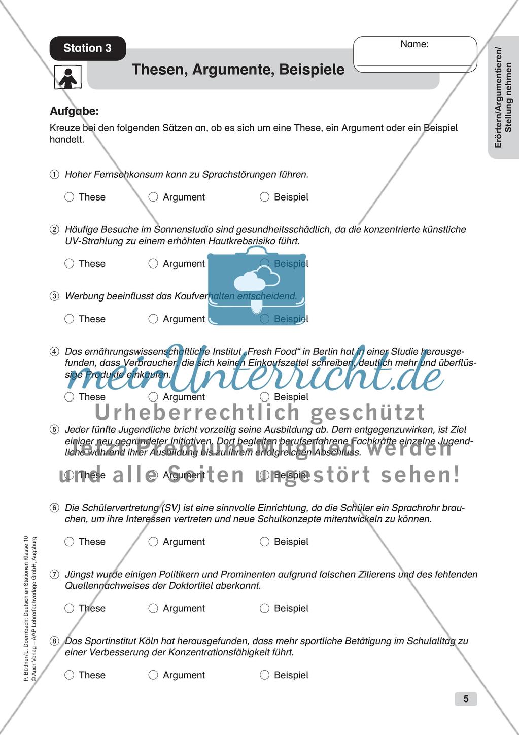 Erörterung, Argumentation und Stellungnahme Preview 7