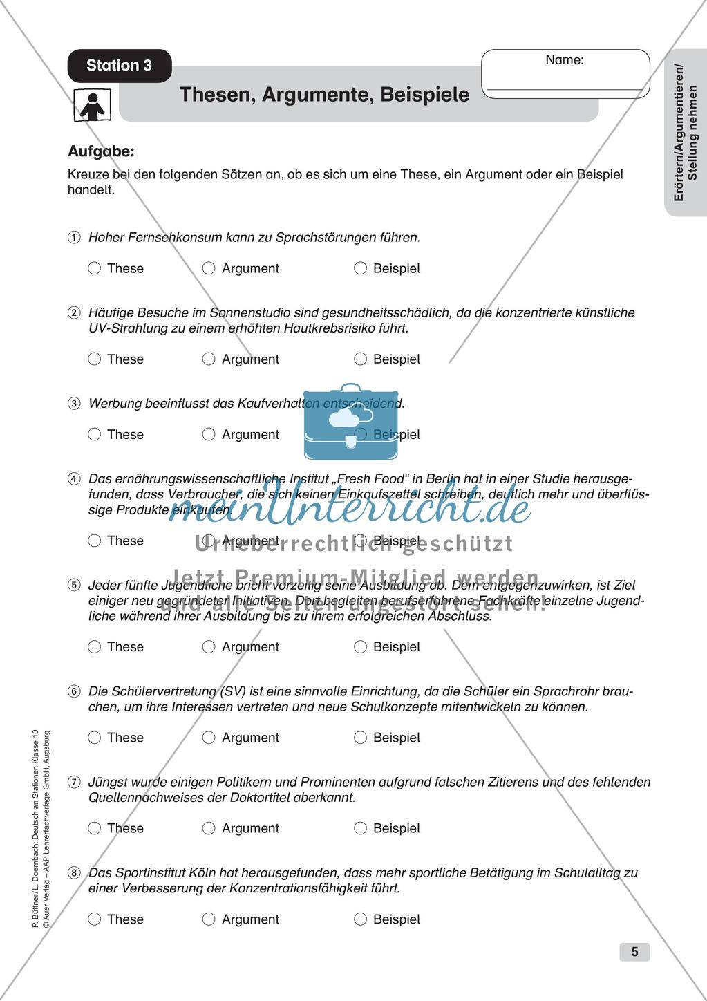 Erörterung, Argumentation und Stellungnahme Preview 7