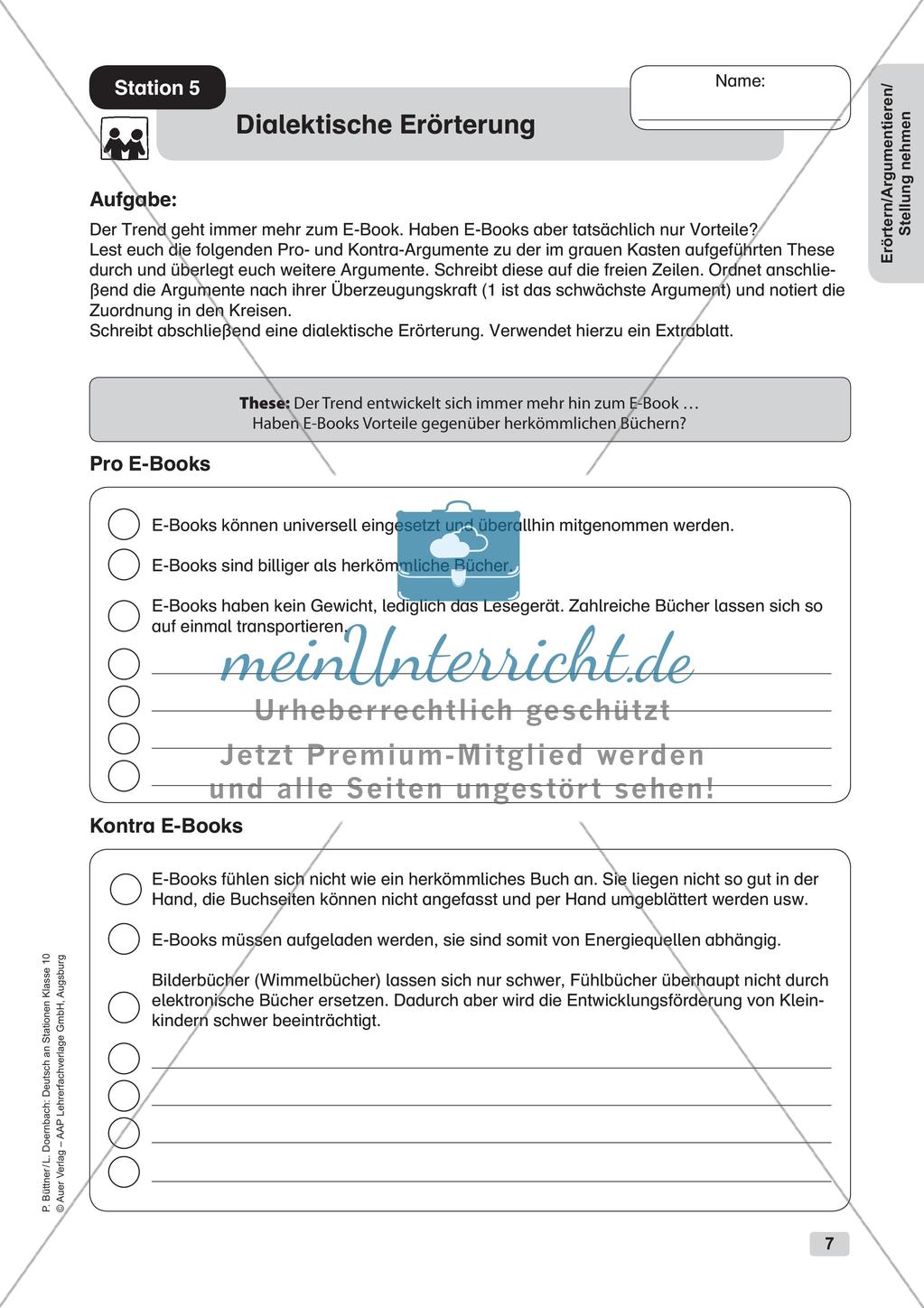 Erörterung, Argumentation und Stellungnahme Preview 9