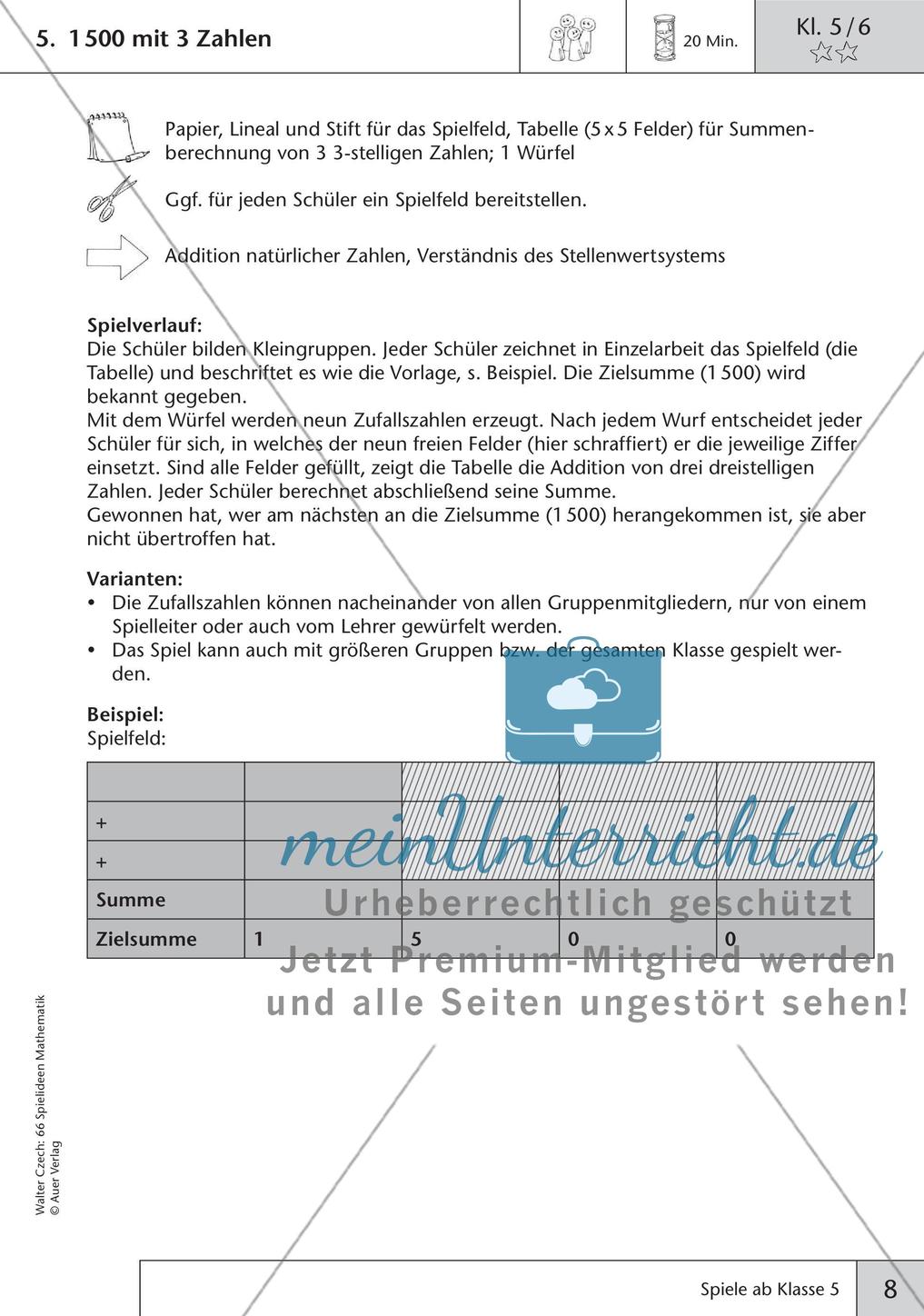 Spielideen Mathematik ab Klasse 5 Preview 10