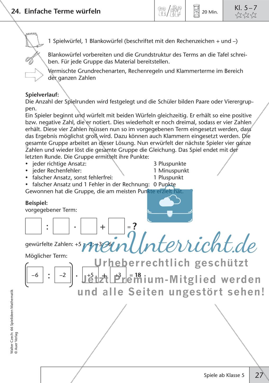 Spielideen Mathematik ab Klasse 5 Preview 29