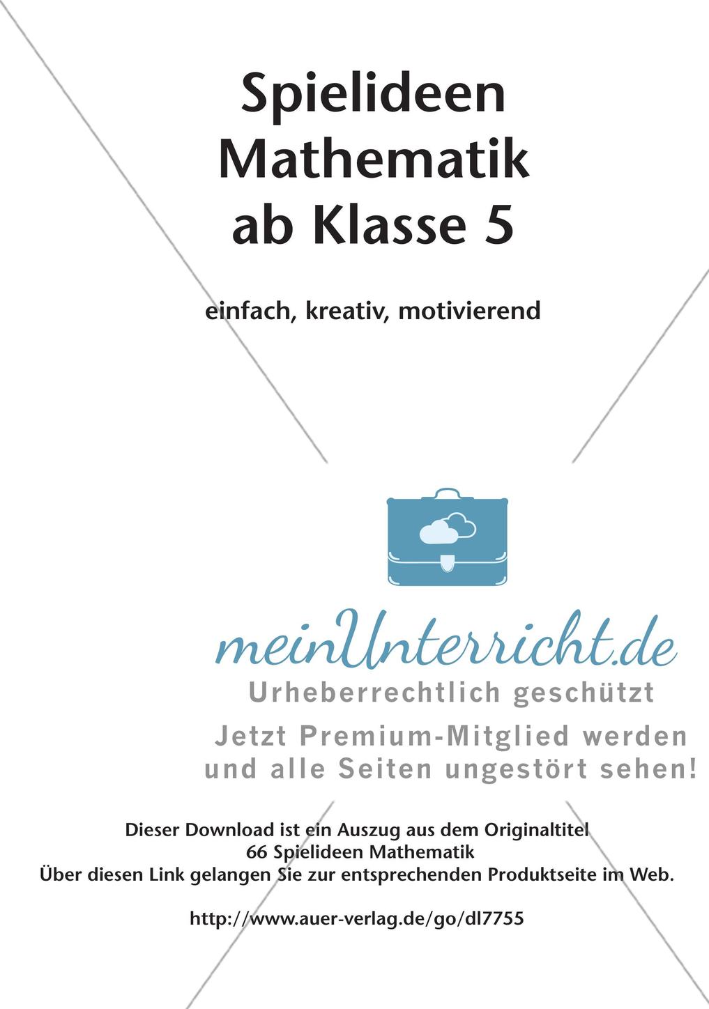 Spielideen Mathematik ab Klasse 5 Preview 2