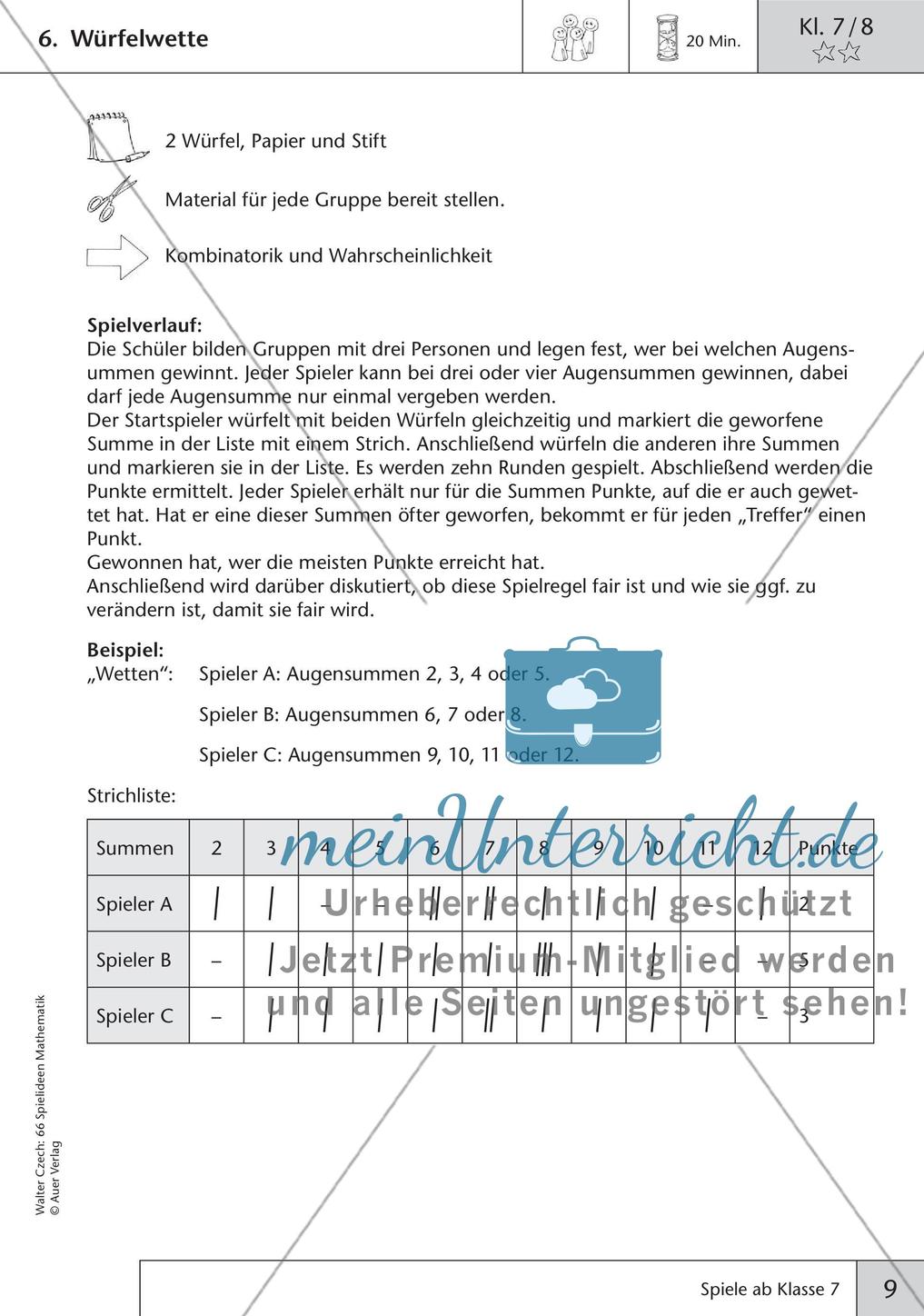 Spielideen Mathematik ab Klasse 7 Preview 11