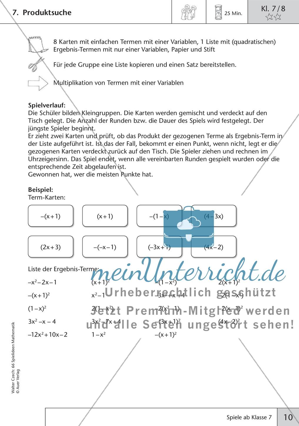 Spielideen Mathematik ab Klasse 7 Preview 12