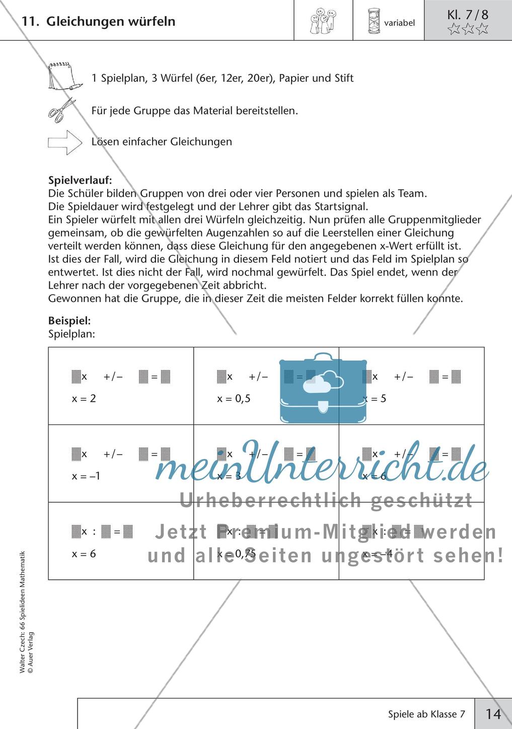 Spielideen Mathematik ab Klasse 7 Preview 16