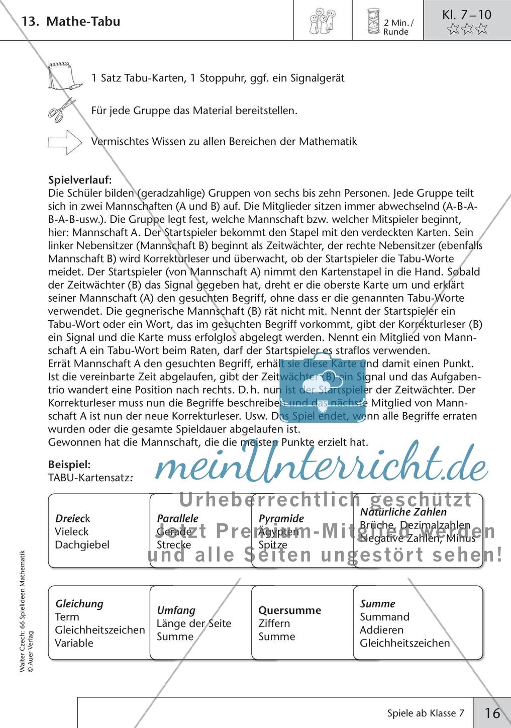 Spielideen Mathematik ab Klasse 7 Preview 18