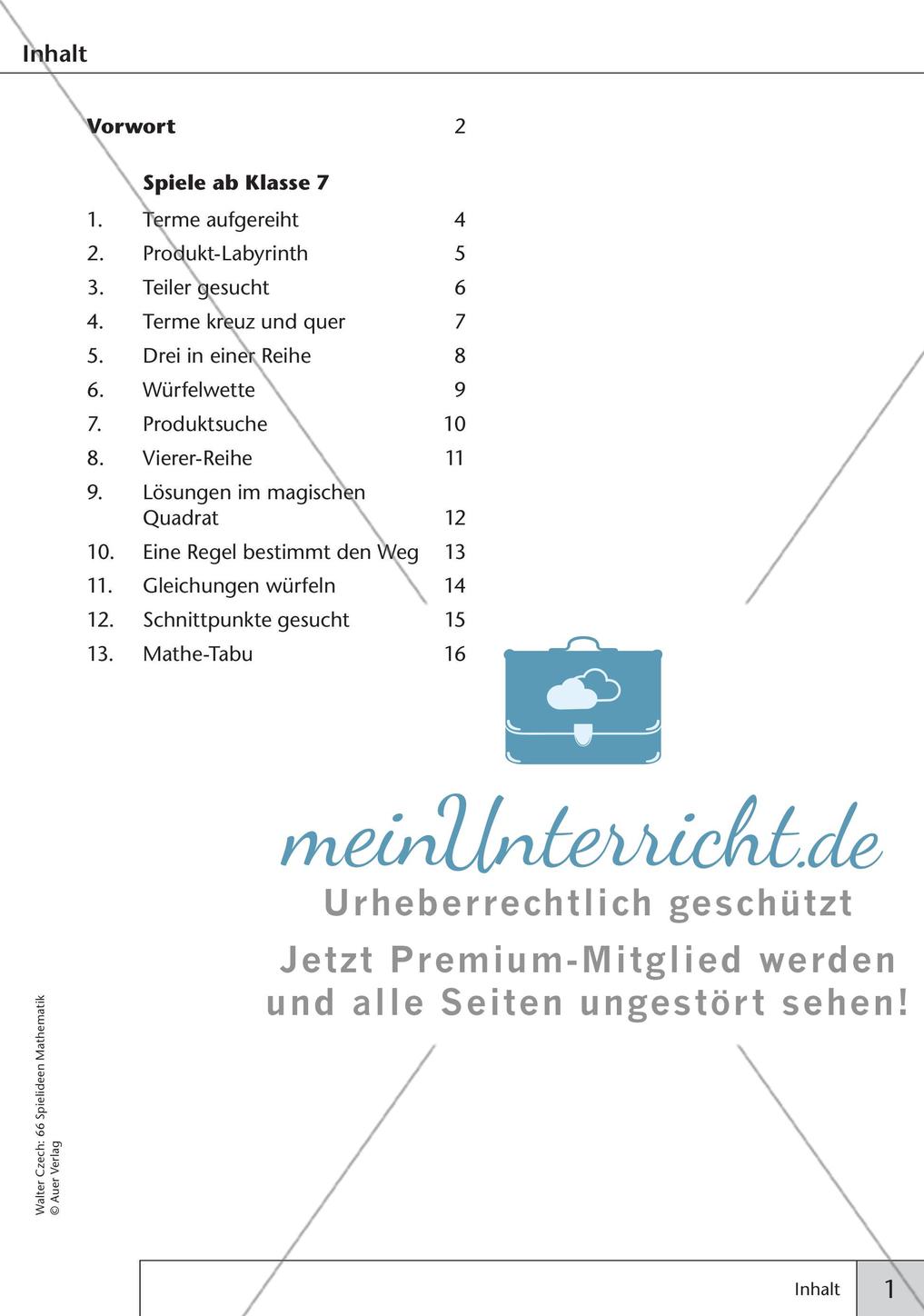 Spielideen Mathematik ab Klasse 7 Preview 3