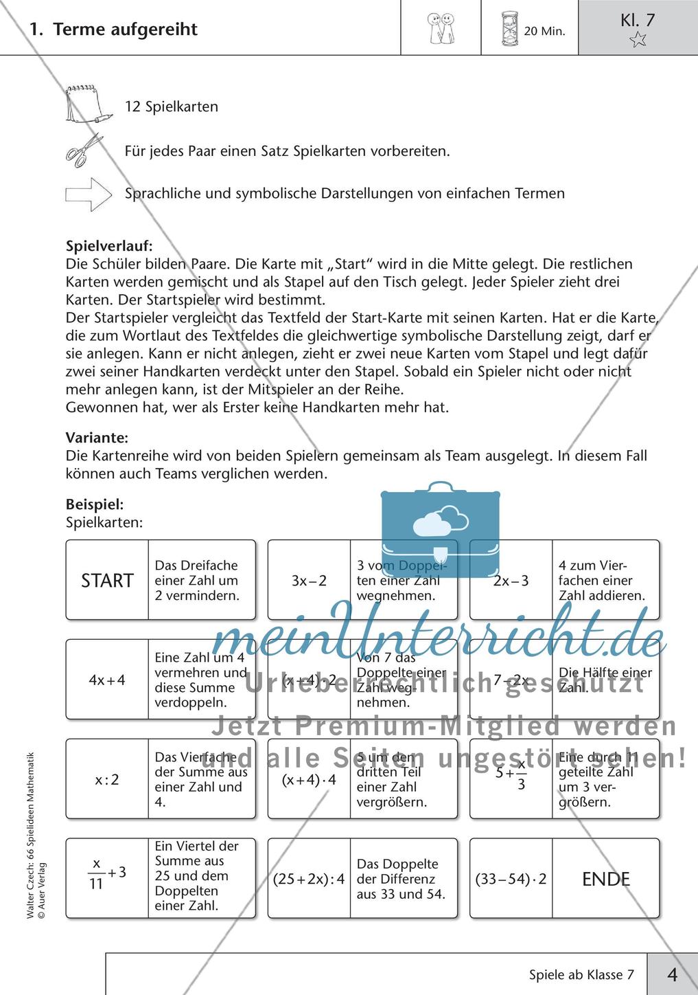 Spielideen Mathematik ab Klasse 7 Preview 6