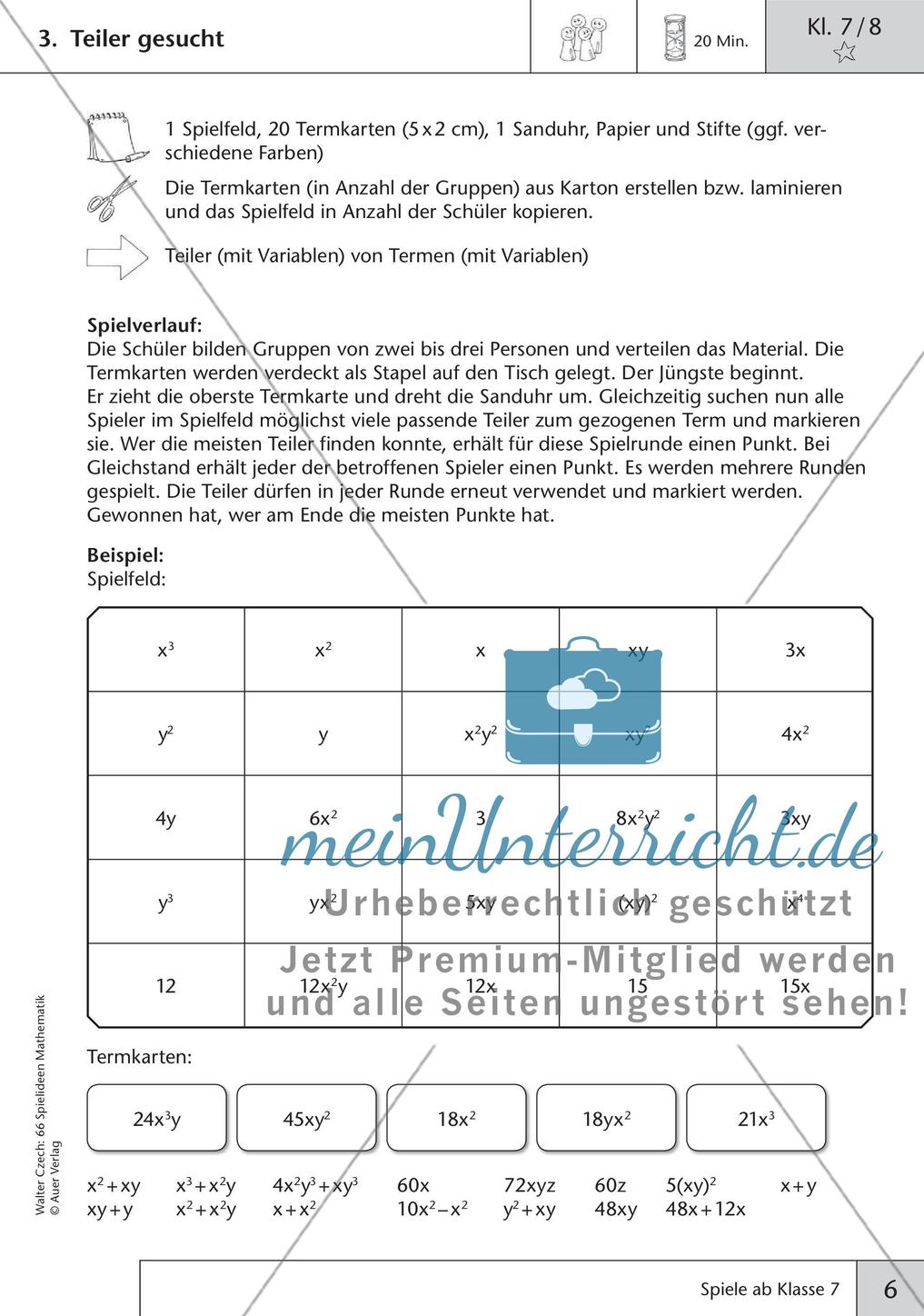 Spielideen Mathematik ab Klasse 7 Preview 8