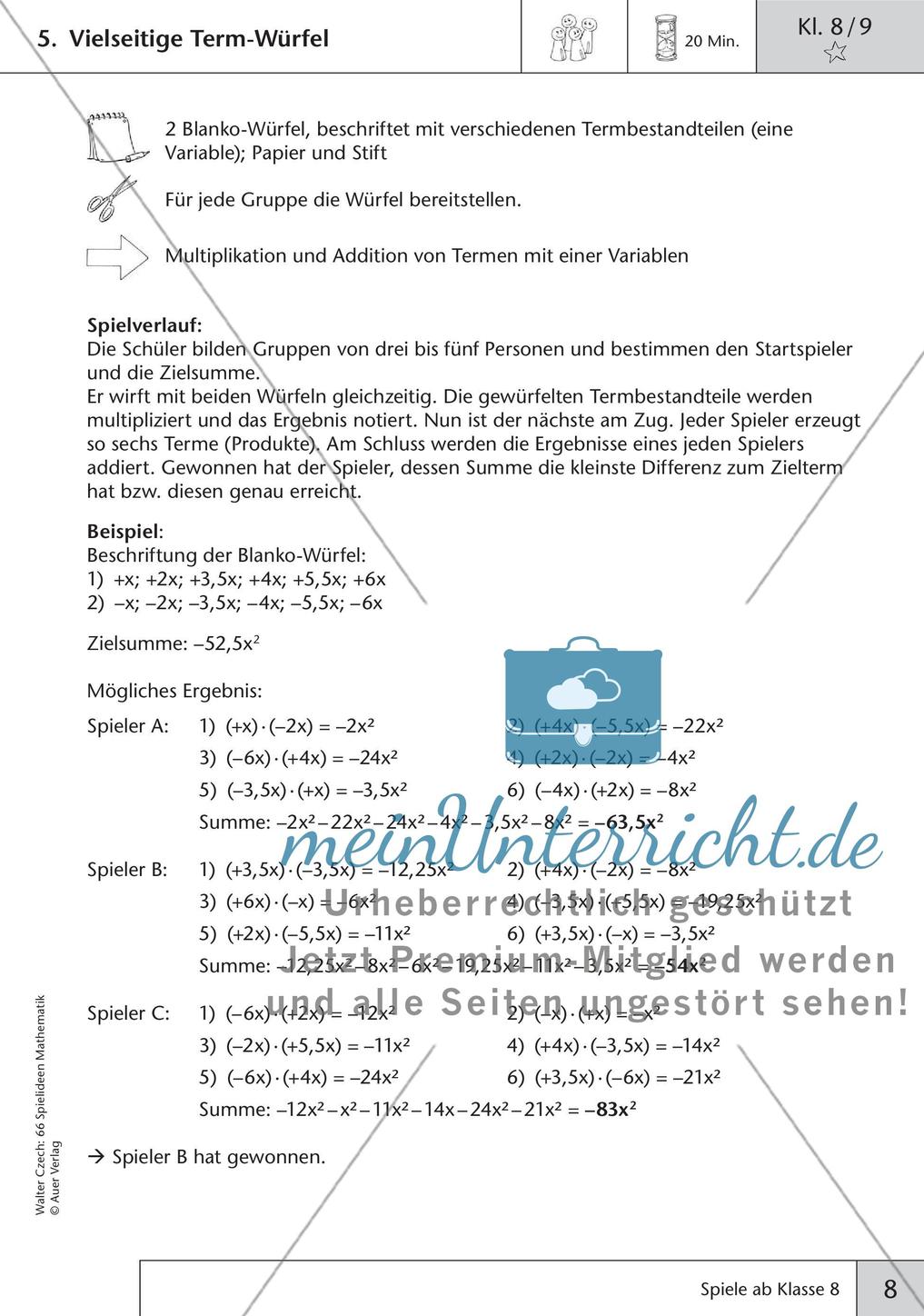 Spielideen Mathematik ab Klasse 8 Preview 10