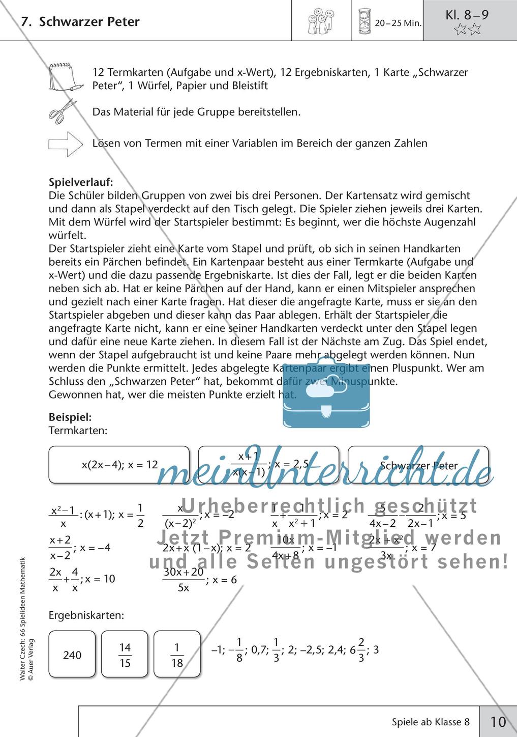 Spielideen Mathematik ab Klasse 8 Preview 12