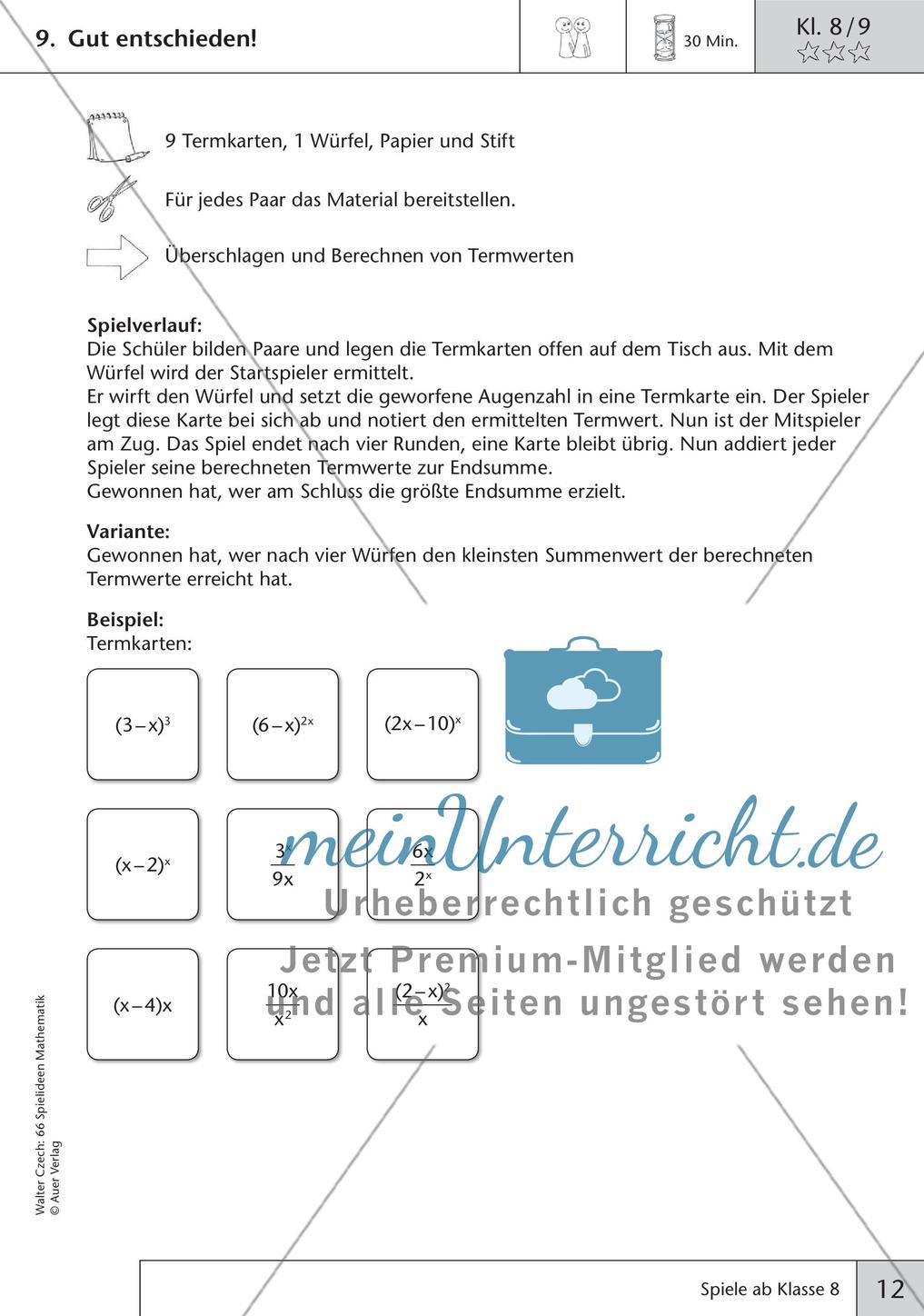 Spielideen Mathematik ab Klasse 8 Preview 14