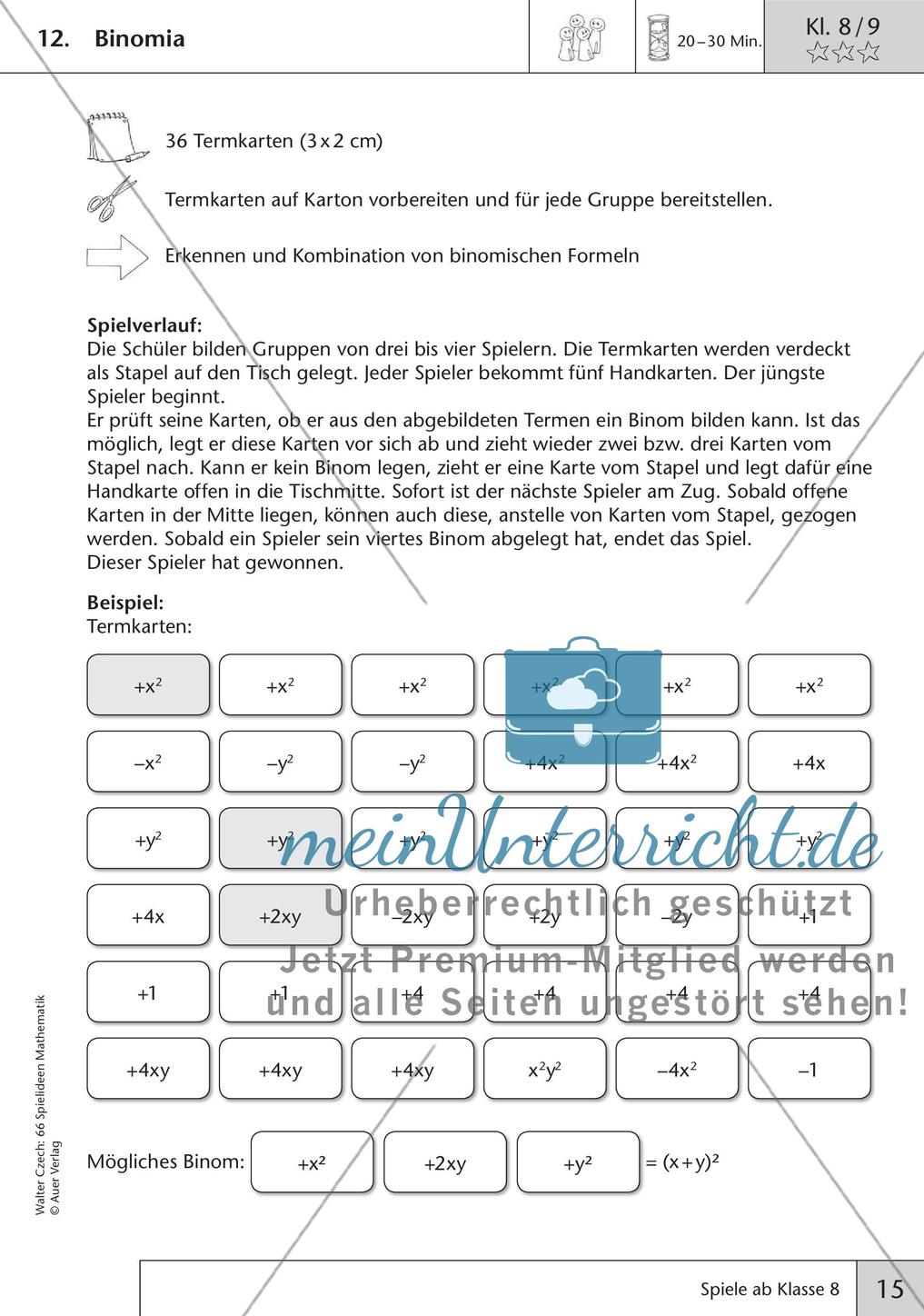 Spielideen Mathematik ab Klasse 8 Preview 17