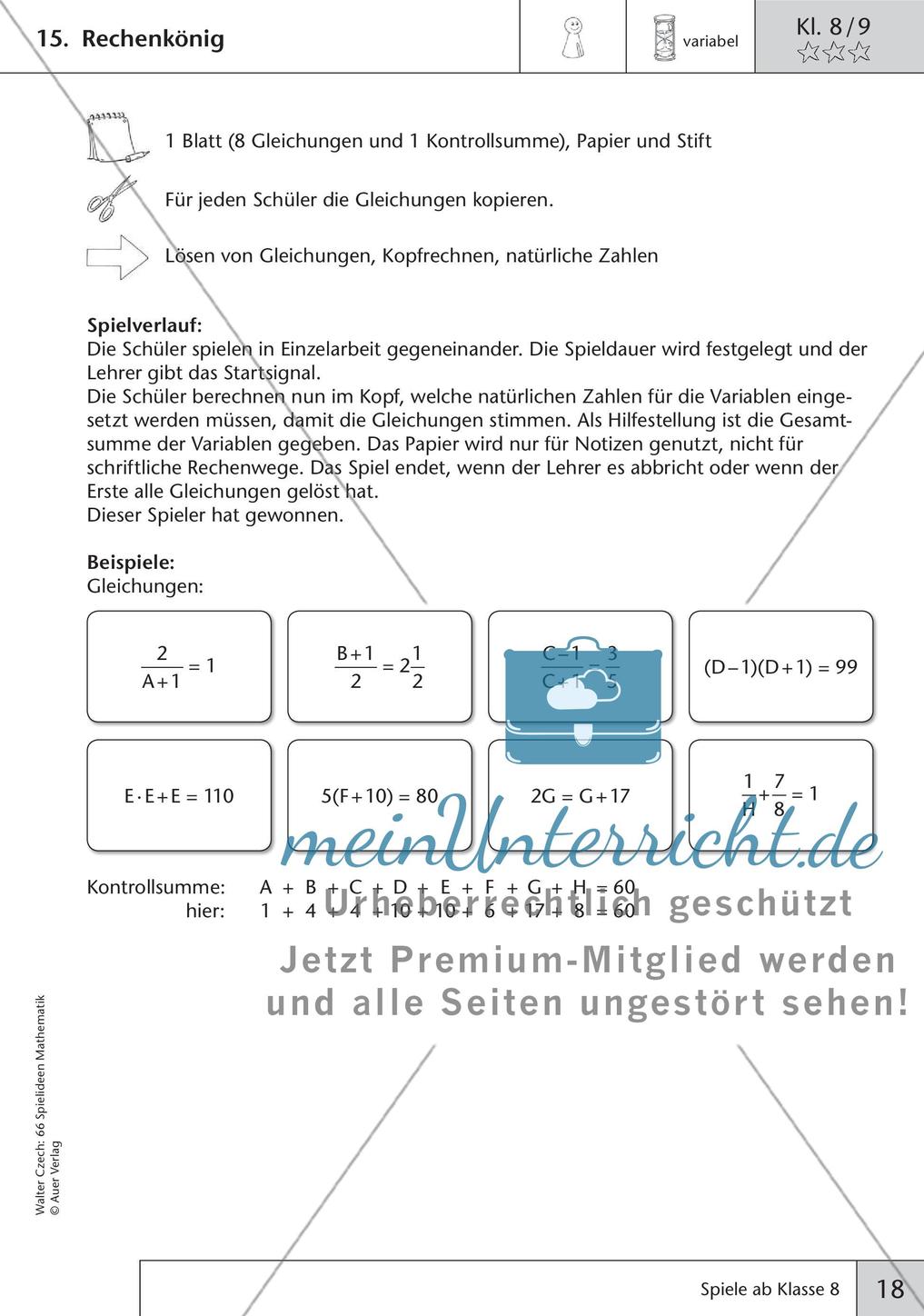 Spielideen Mathematik ab Klasse 8 Preview 20
