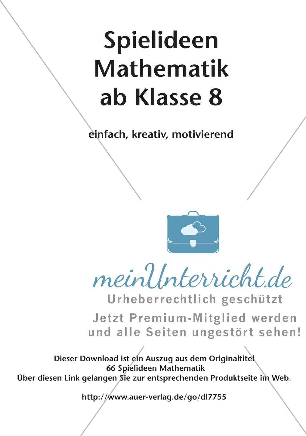 Spielideen Mathematik ab Klasse 8 Preview 2