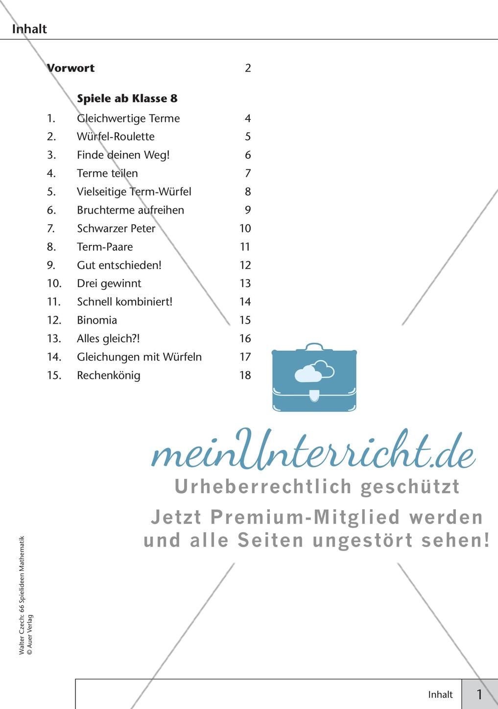 Spielideen Mathematik ab Klasse 8 Preview 3