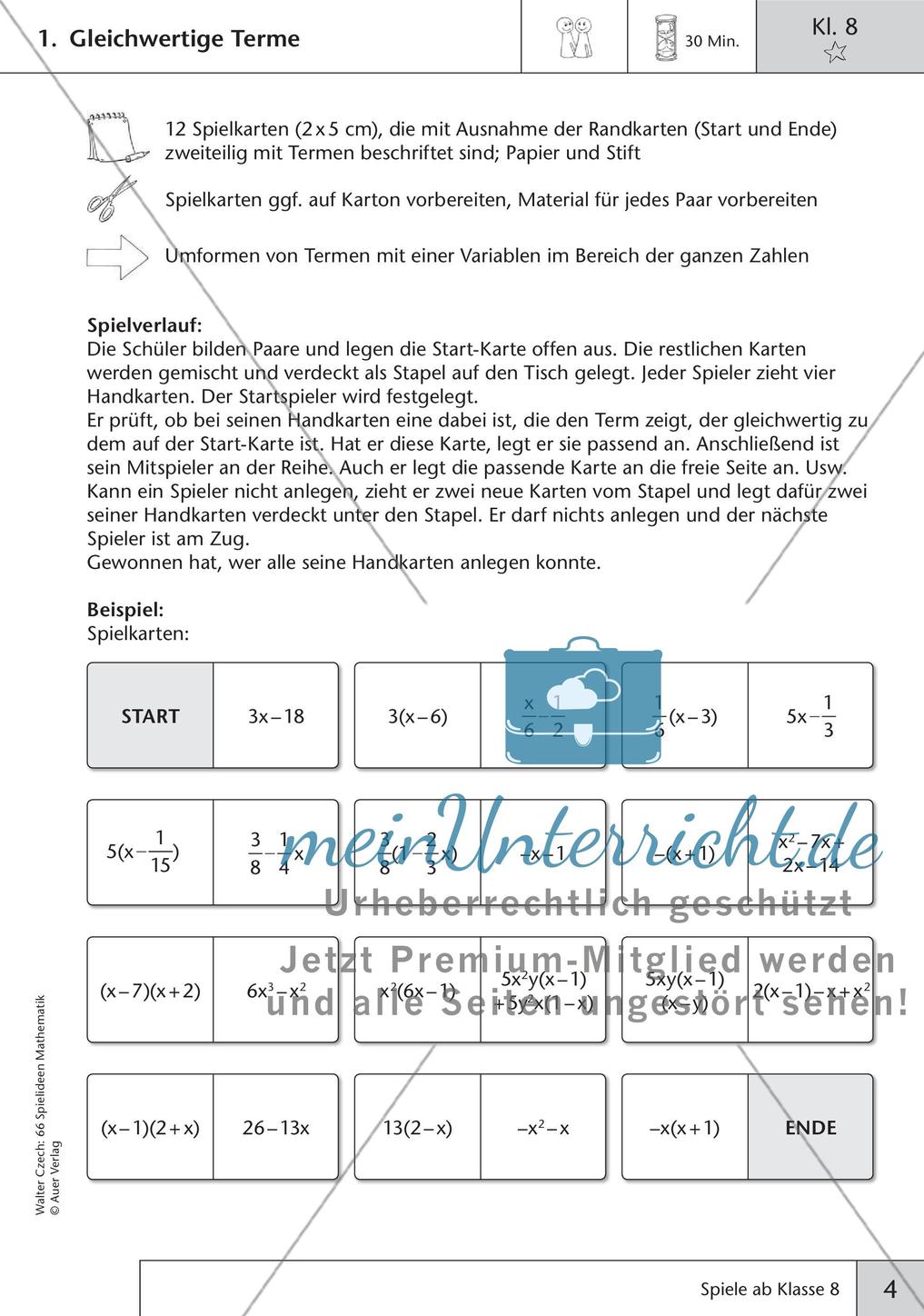 Spielideen Mathematik ab Klasse 8 Preview 6