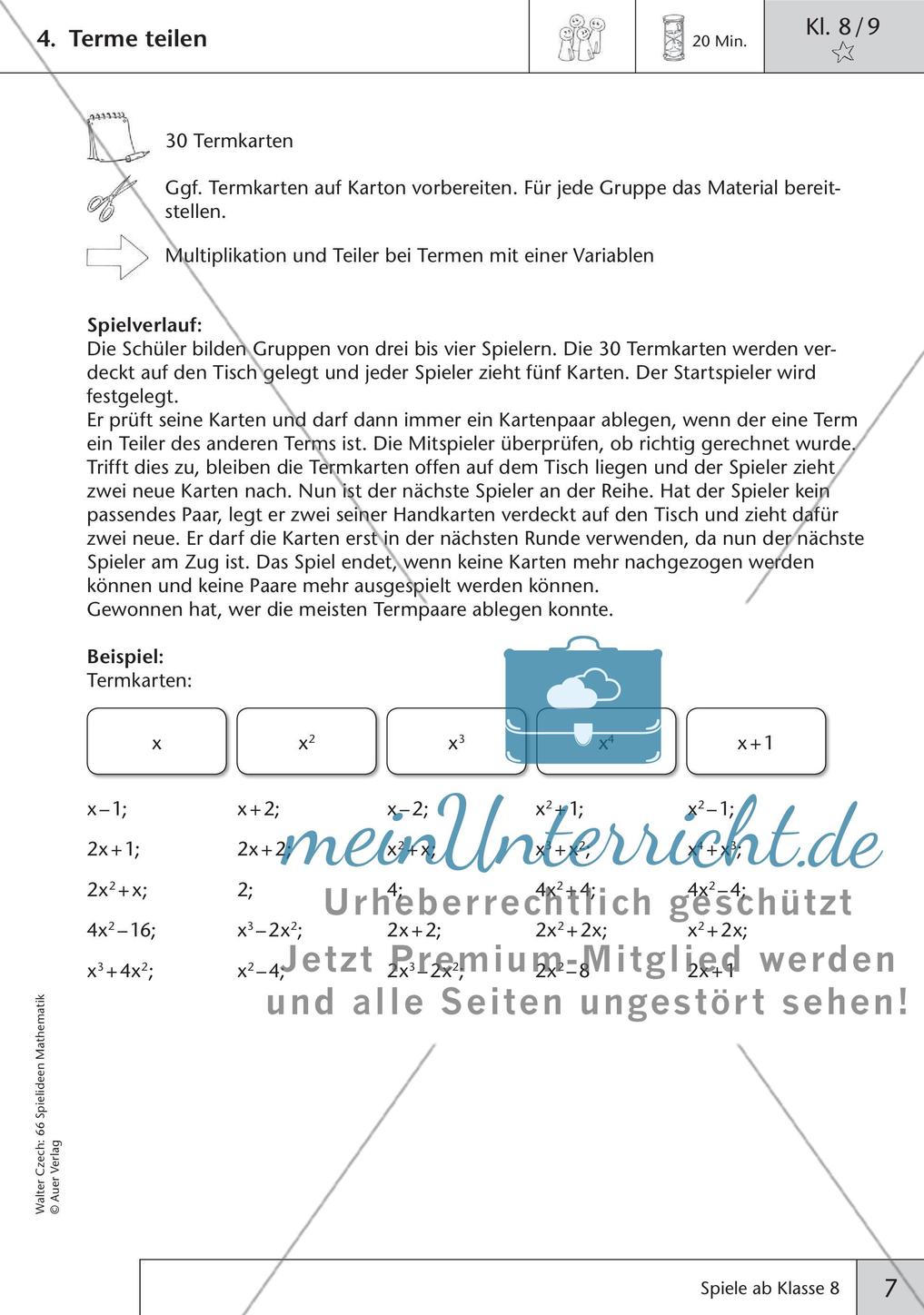 Spielideen Mathematik ab Klasse 8 Preview 9