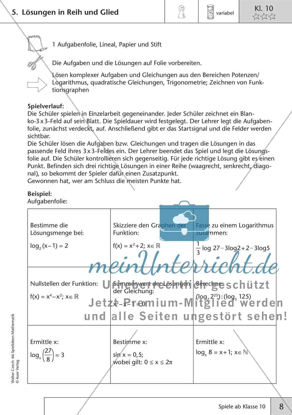 Spielideen Mathematik ab Klasse 10 Preview 10