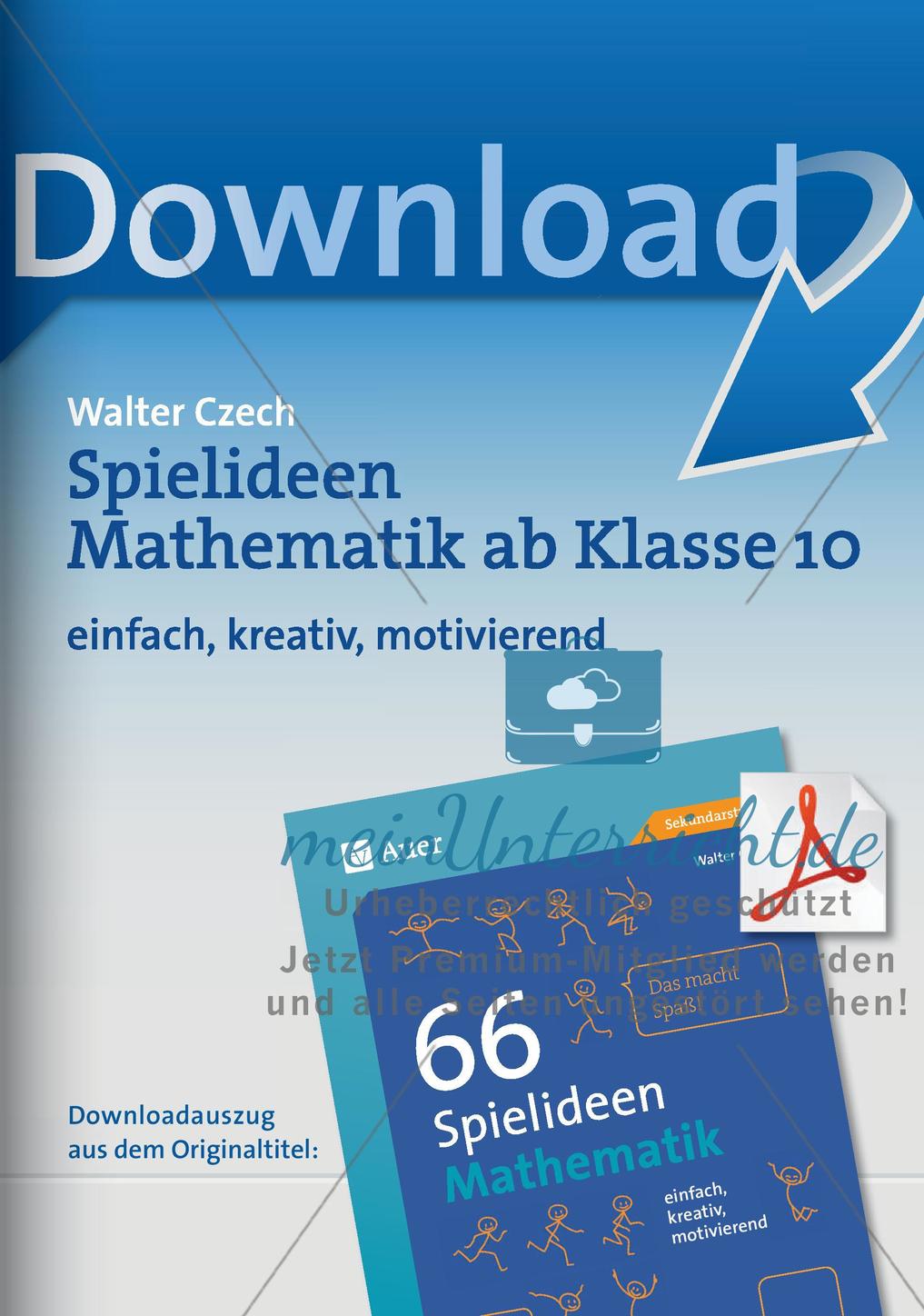 Spielideen Mathematik ab Klasse 10 Preview 1
