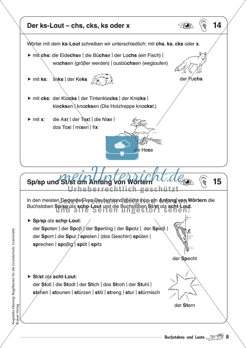 Regelkarten Grammatik: Buchstaben und Laute Preview 10