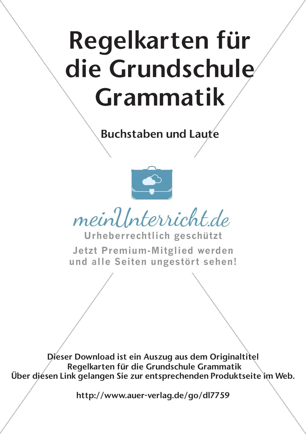 Regelkarten Grammatik: Buchstaben und Laute Preview 2