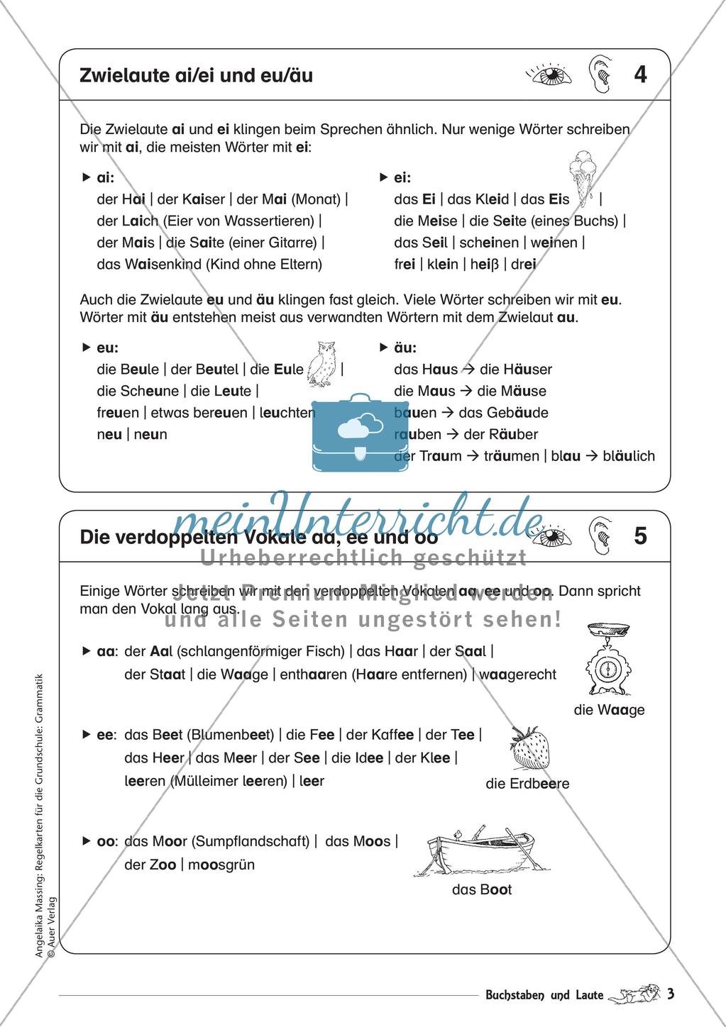 Regelkarten Grammatik: Buchstaben und Laute Preview 5