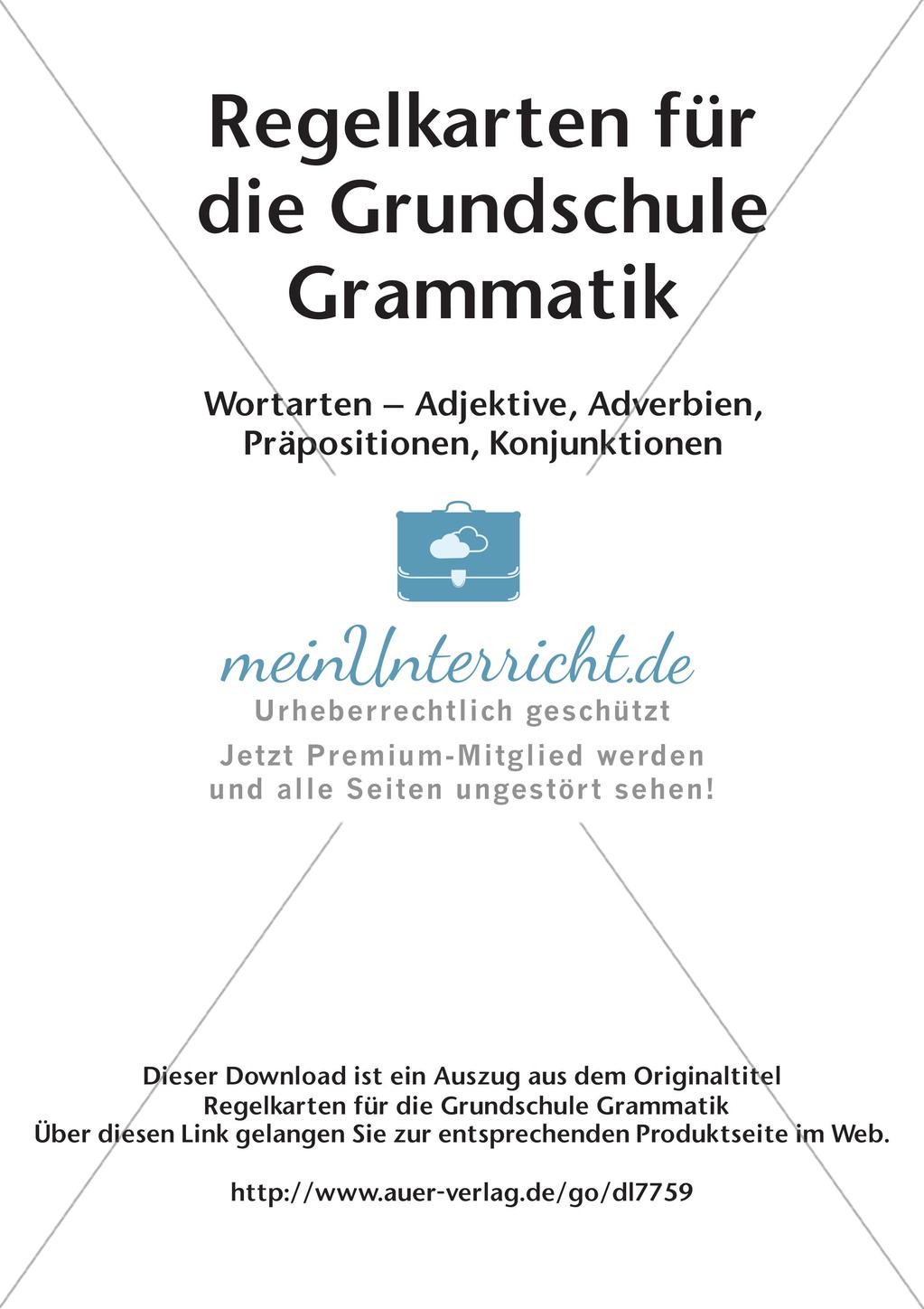 Regelkarten Grammatik: Adjektive, Adverbien, Präpositionen, Konjunktionen Preview 2