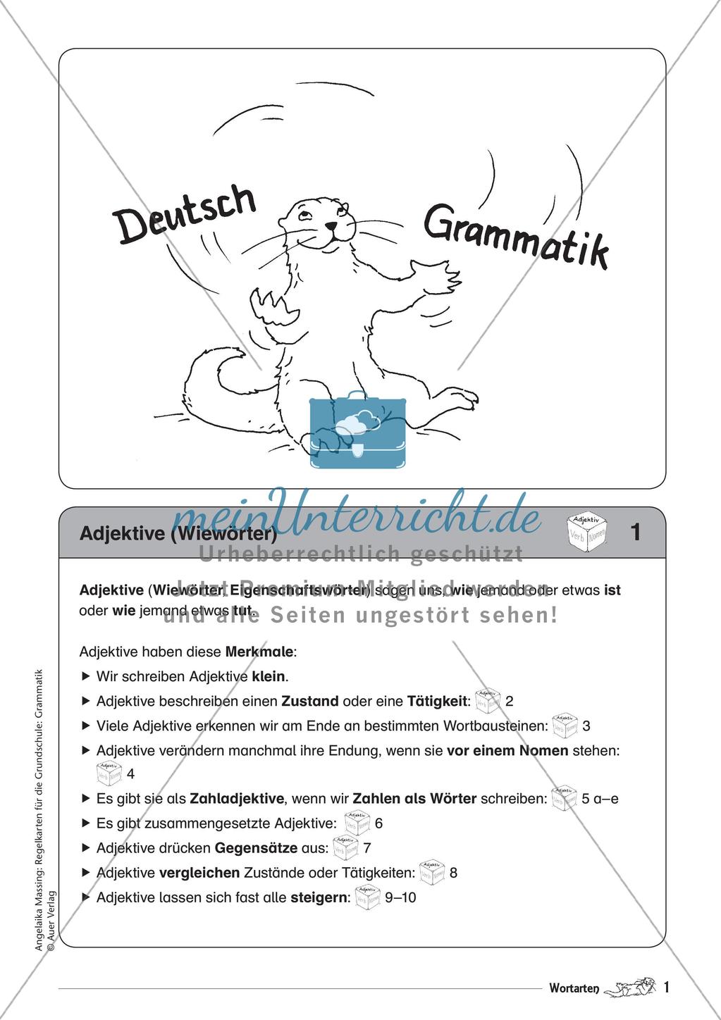 Regelkarten Grammatik: Adjektive, Adverbien, Präpositionen, Konjunktionen Preview 3