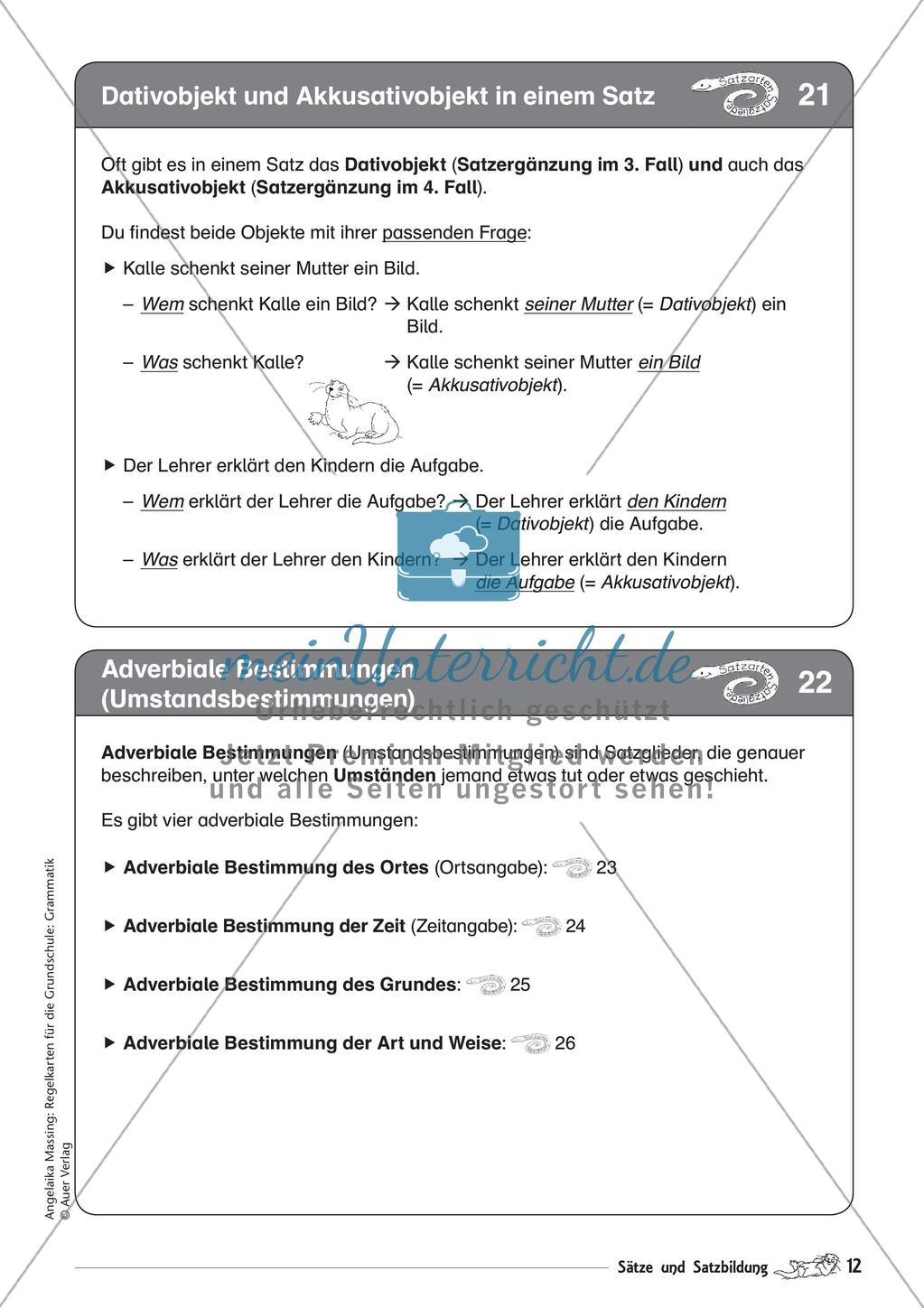 Regelkarten Grammatik: Sätze und Satzbildung Preview 14