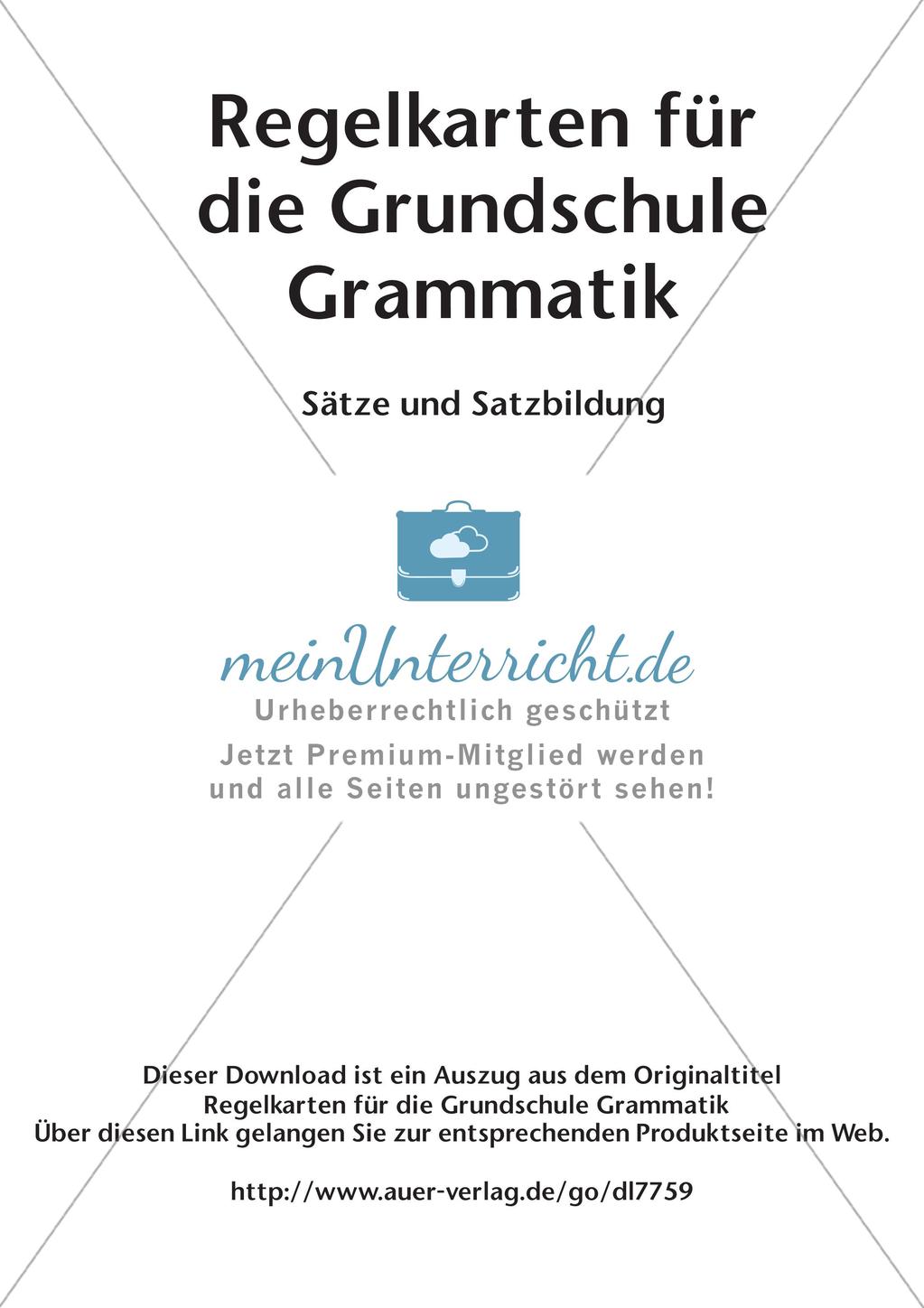 Regelkarten Grammatik: Sätze und Satzbildung Preview 2